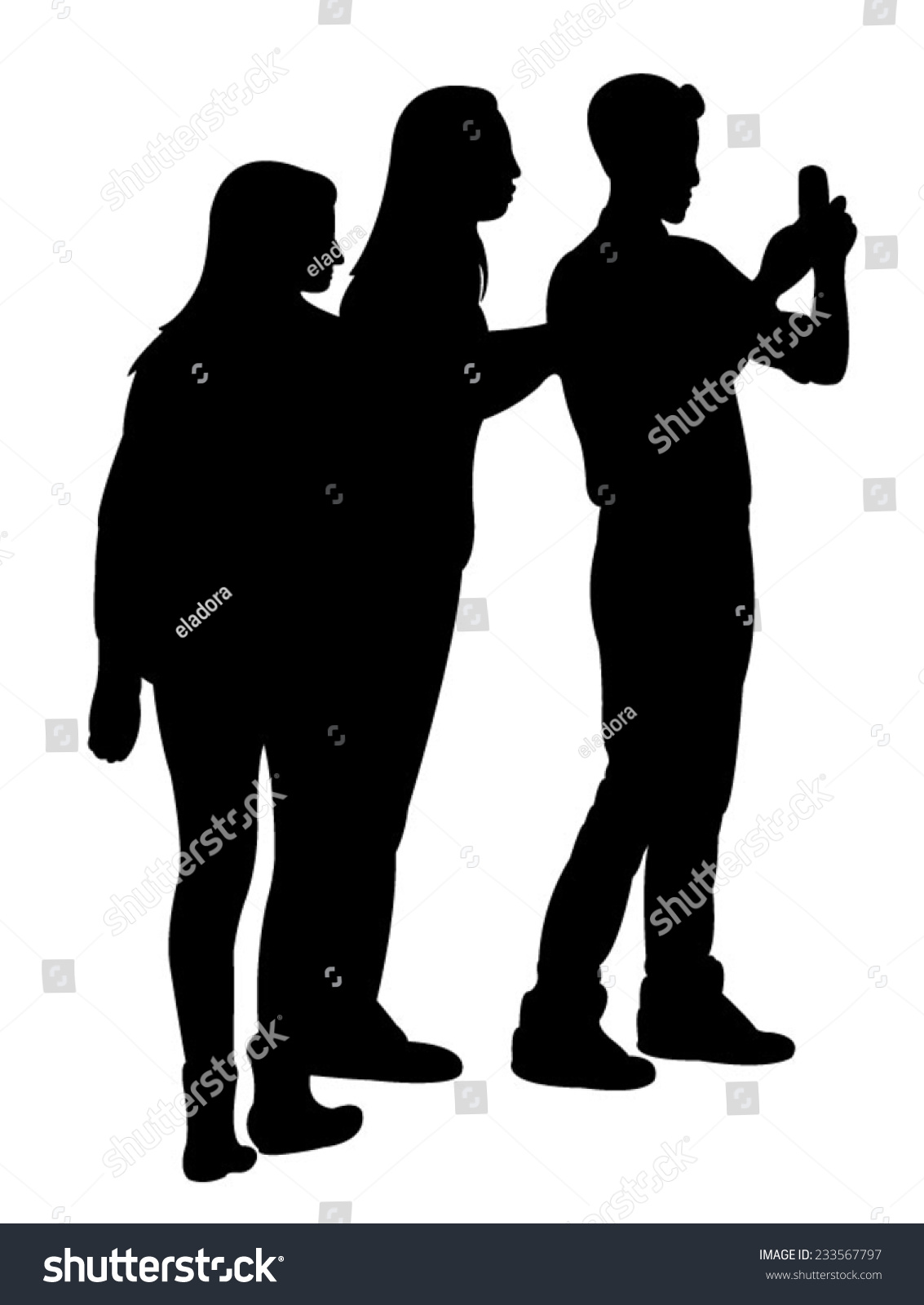 Taking Selfie Silhouette Vector Stock Vector 233567797 - Shutterstock