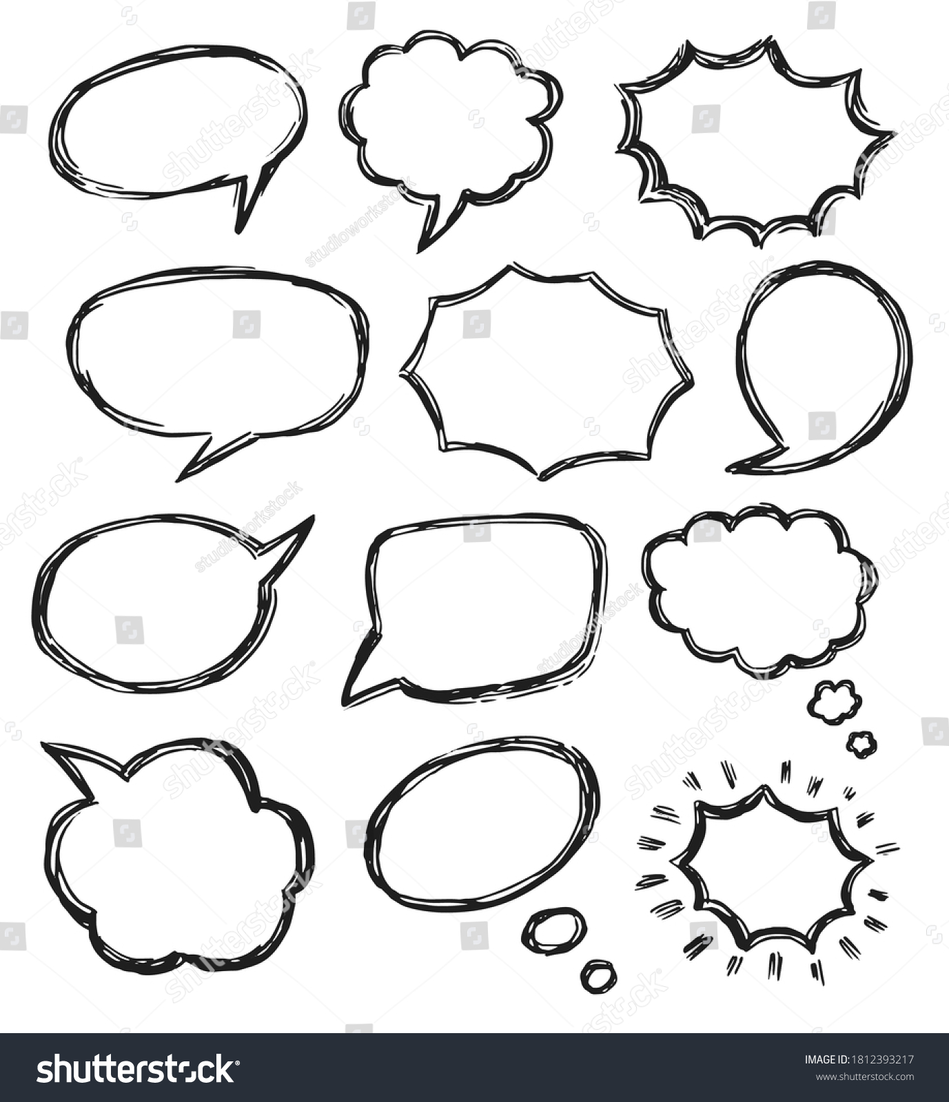 Talk Bubble Sketch Retro Empty Dialog Stock Vector Royalty Free