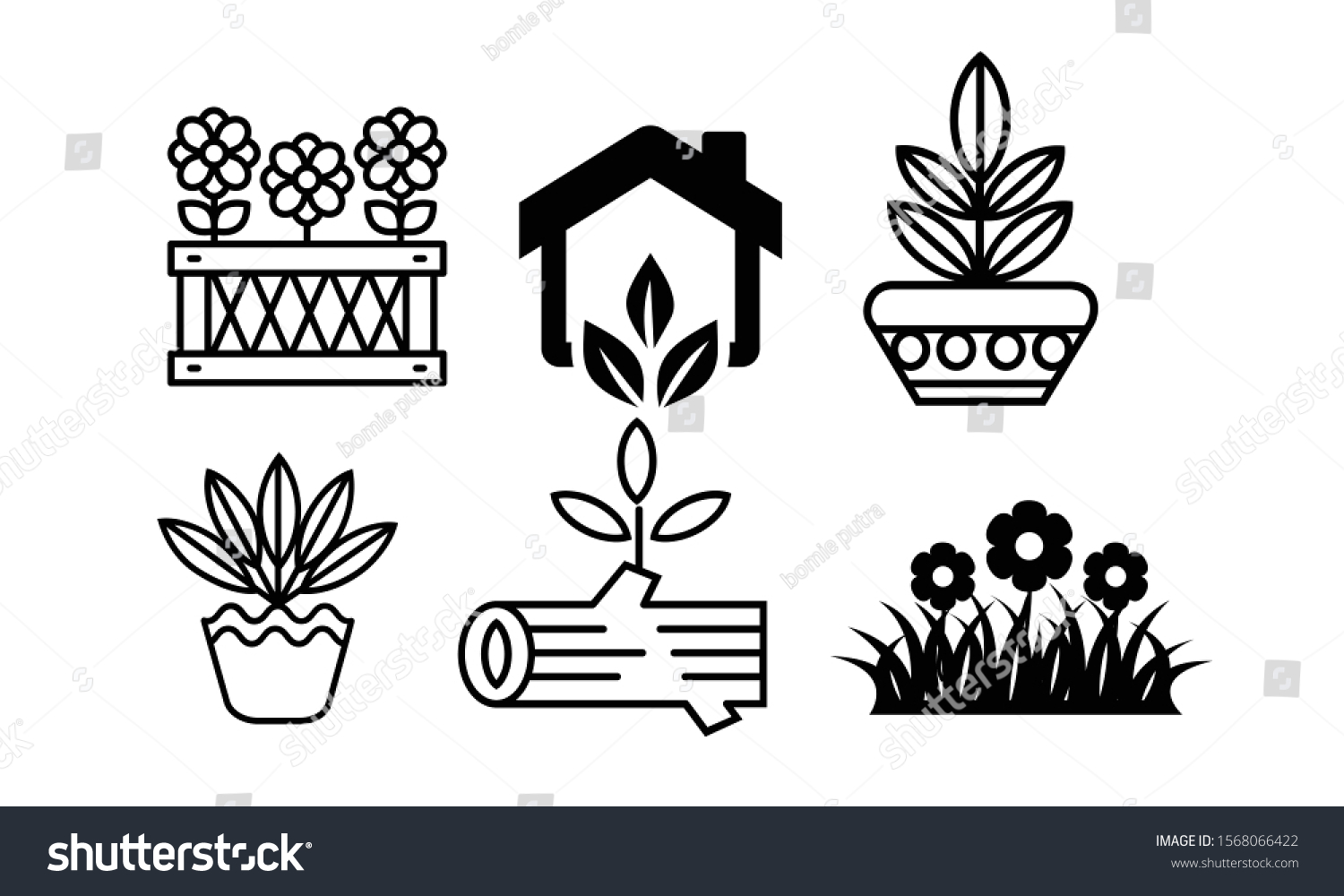 SVG of Tall Tree icons set. Simple flat line style icon design. Nature logo template. Outline drawing trees, isolated illustration - Illustration svg