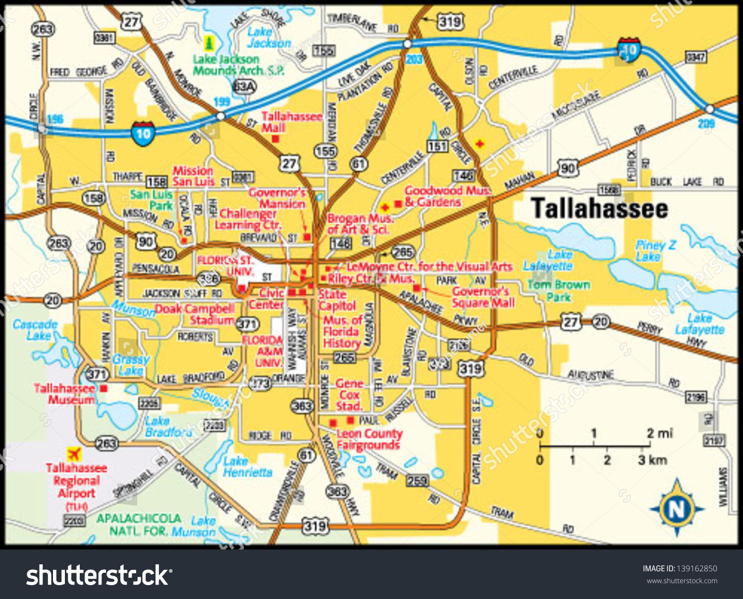 map of tallahassee florida area Tallahassee Florida Area Map Stock Vector Royalty Free 139162850 map of tallahassee florida area