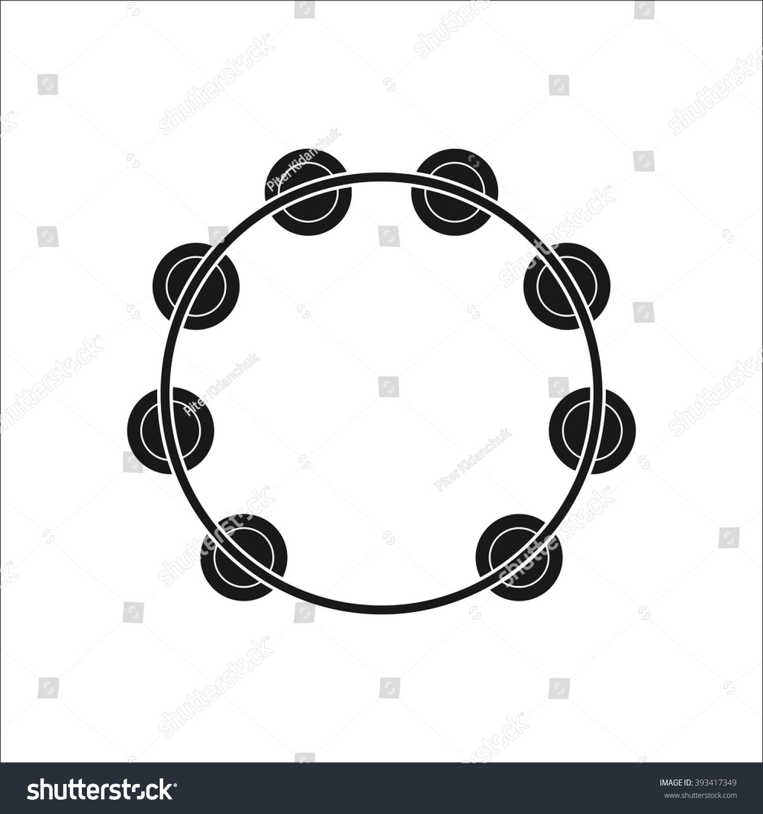 Tambourine Black Simple Icon On White Stock Vector 393417349 - Shutterstock