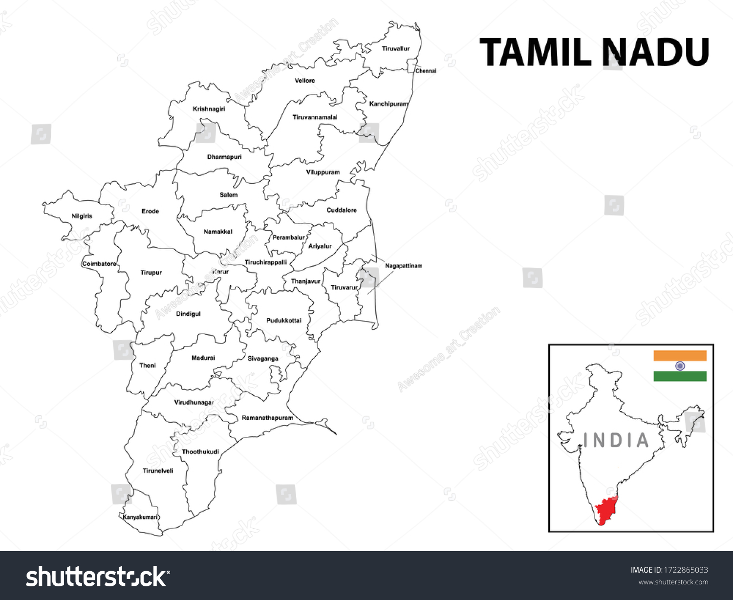 Tamil Nadu Map Hd Tamilnadu Map Images, Stock Photos & Vectors | Shutterstock