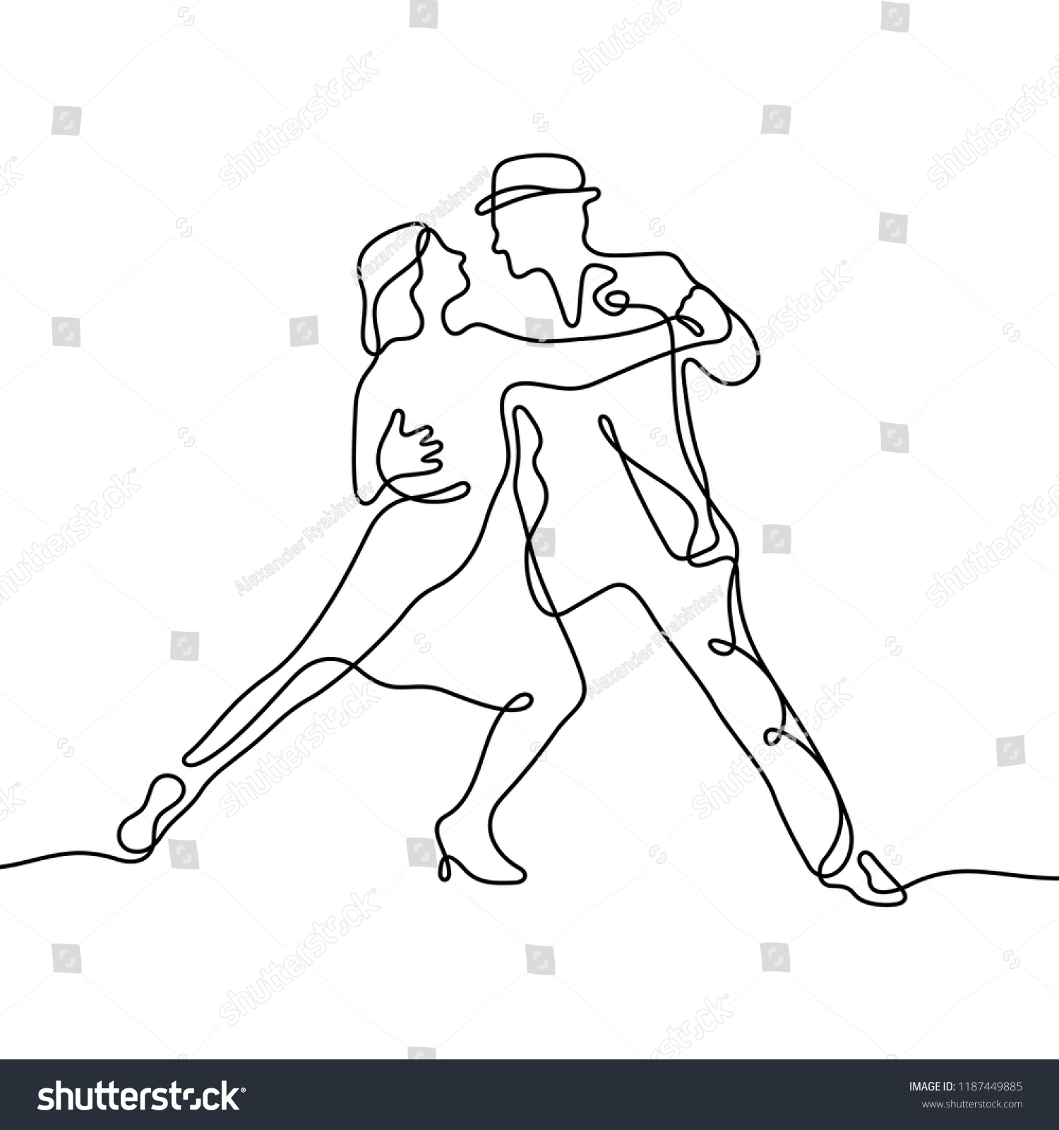 Tango Continuous Line Illustration Stock Vector (Royalty Free ...