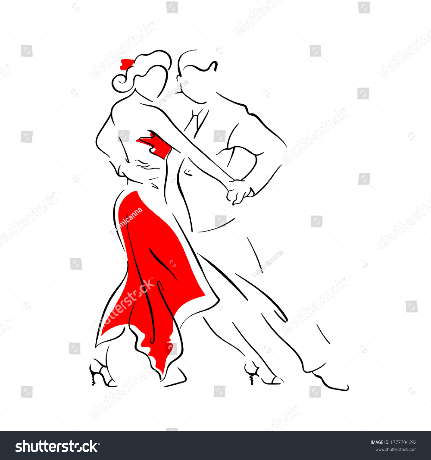 Tango Dance Vector Sketch Hand Drawn Stock Vector (Royalty Free) 1777704692