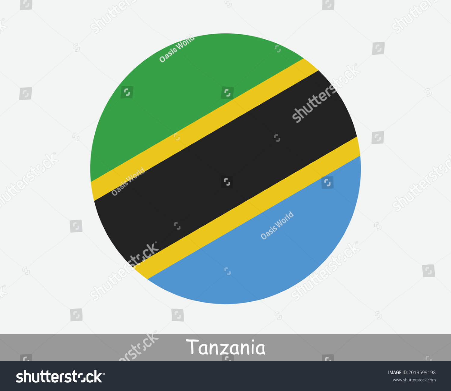 SVG of Tanzania Round Circle Flag. Tanzanian Circular Button Banner Icon. EPS Vector svg