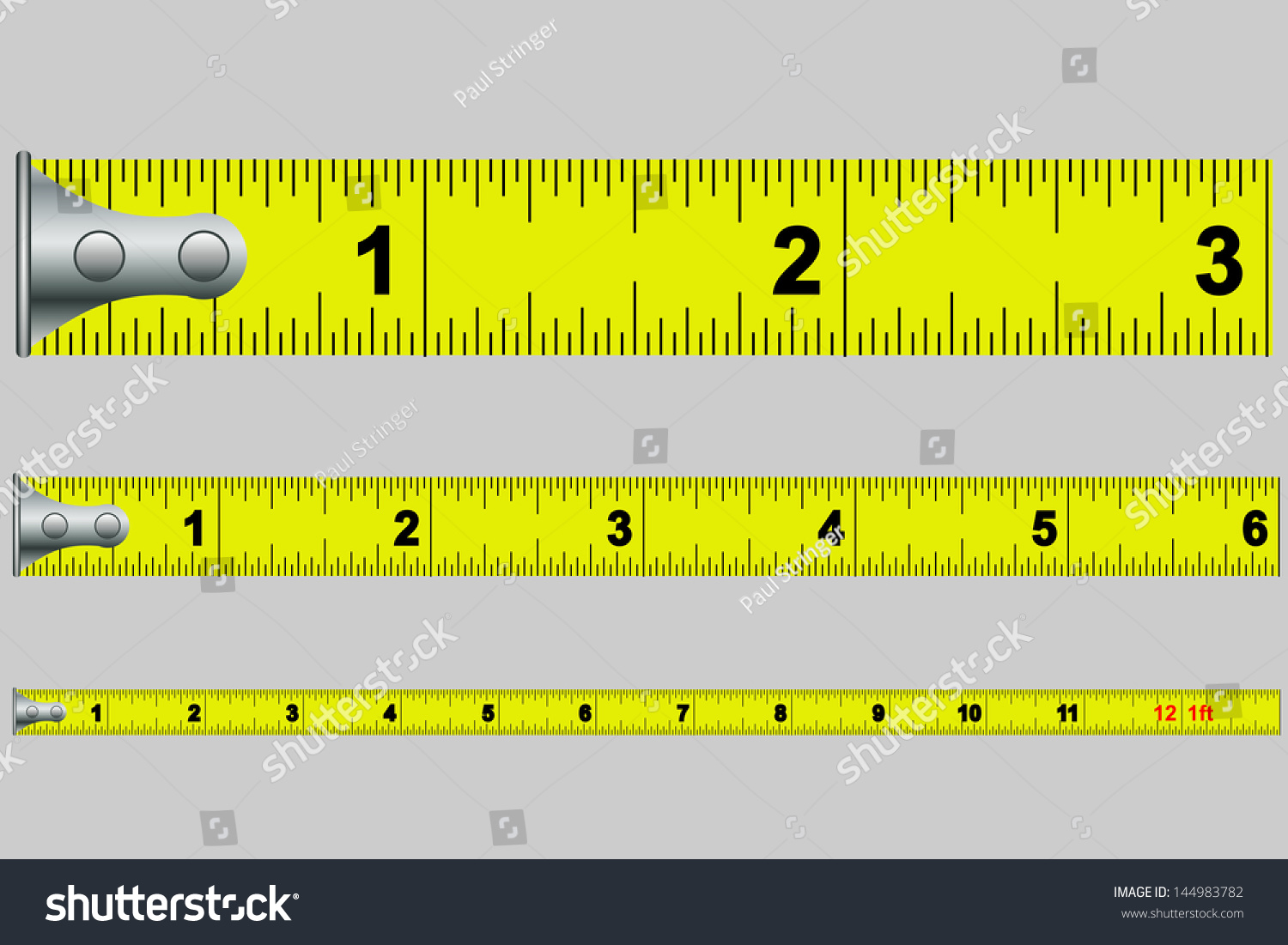 Tape Measure Inches Vector Stock Vector (Royalty Free) 144983782