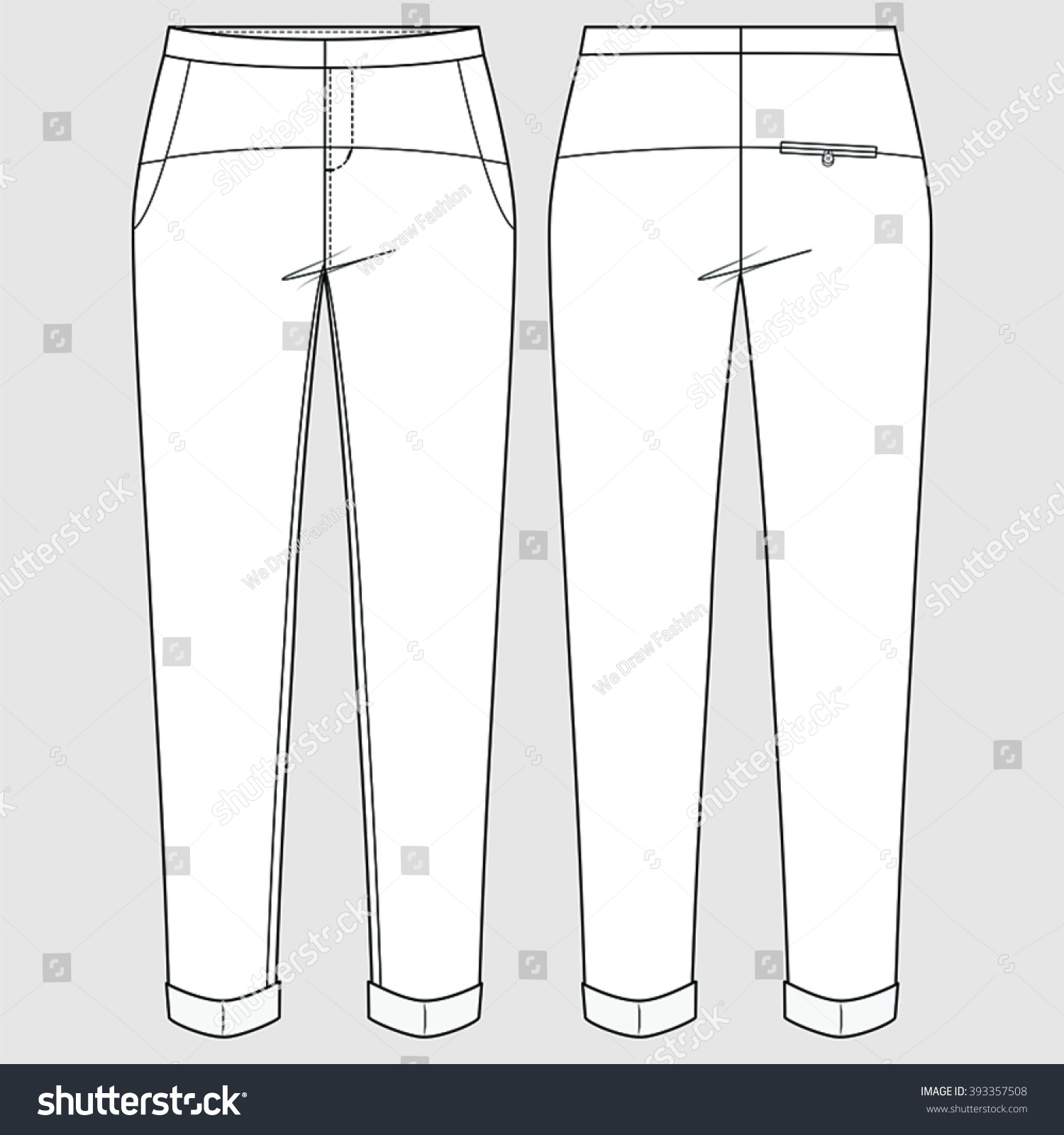 Tapered Cigarette Trousers, Pants. Fashion Illustration, Cad, Technical ...