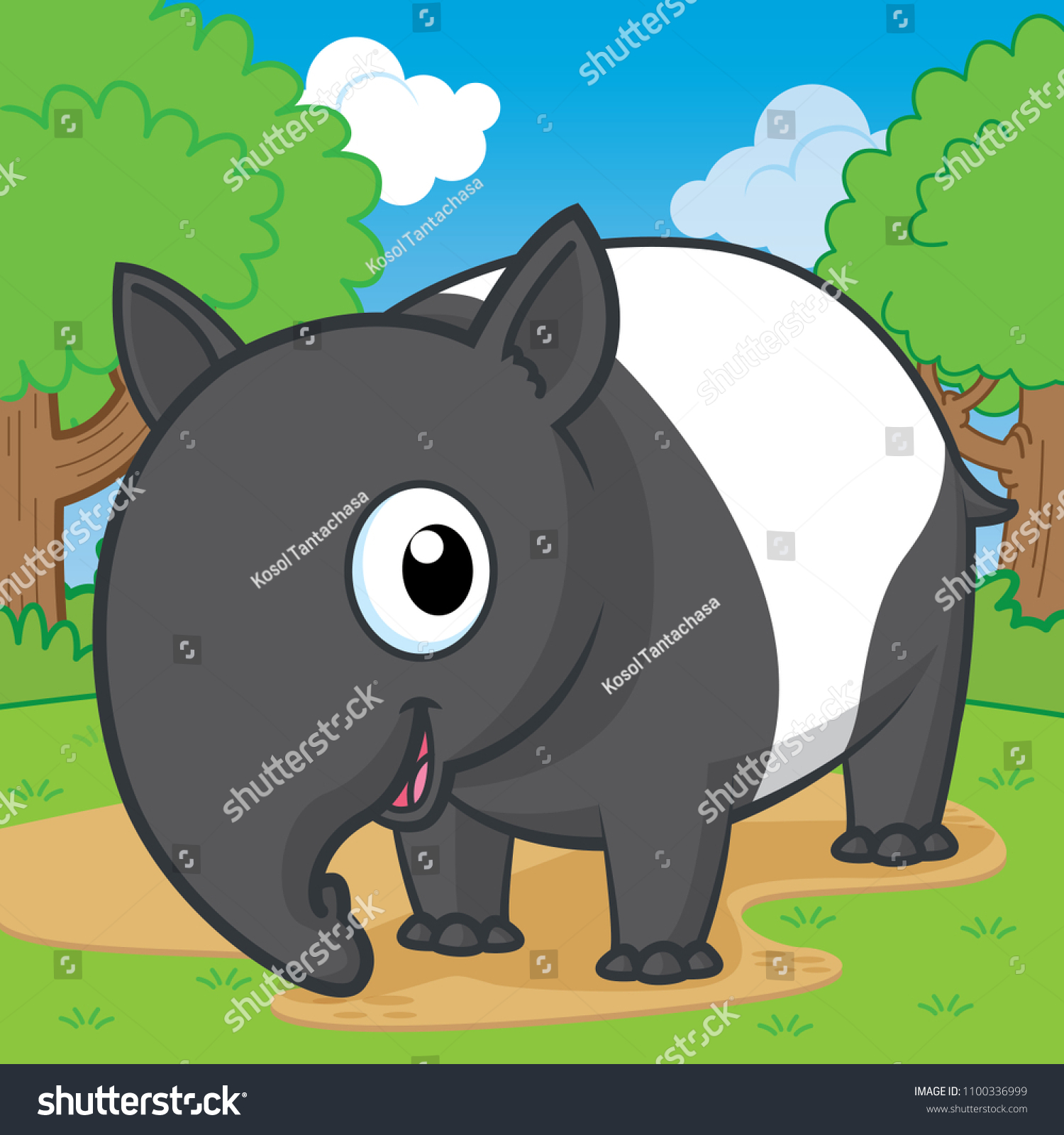 Tapir Cartooncute Vector Stock Vector (Royalty Free) 1100336999