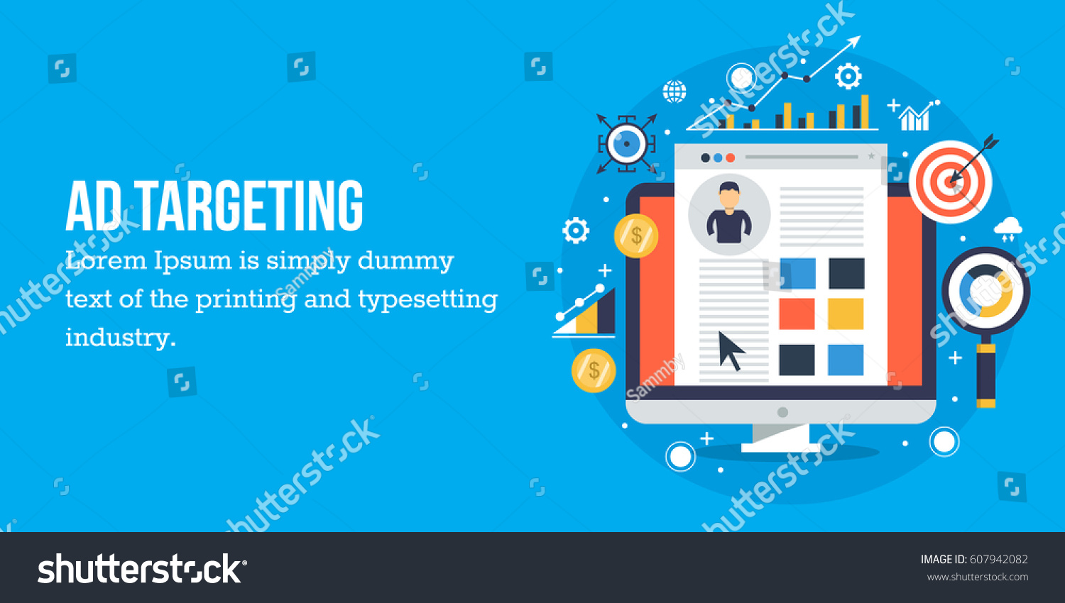 Targeting Audience Through Advertising Branding Digital Stock Vector