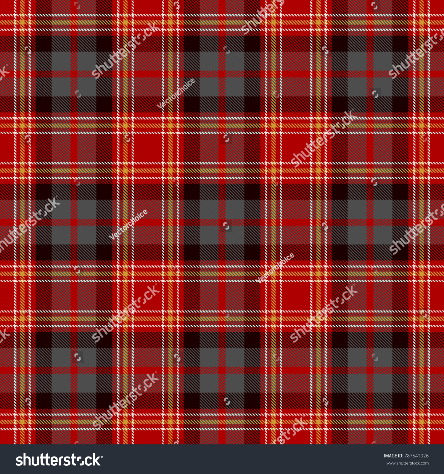 Tartan Seamless Pattern Background Red Black Stock Vector Royalty