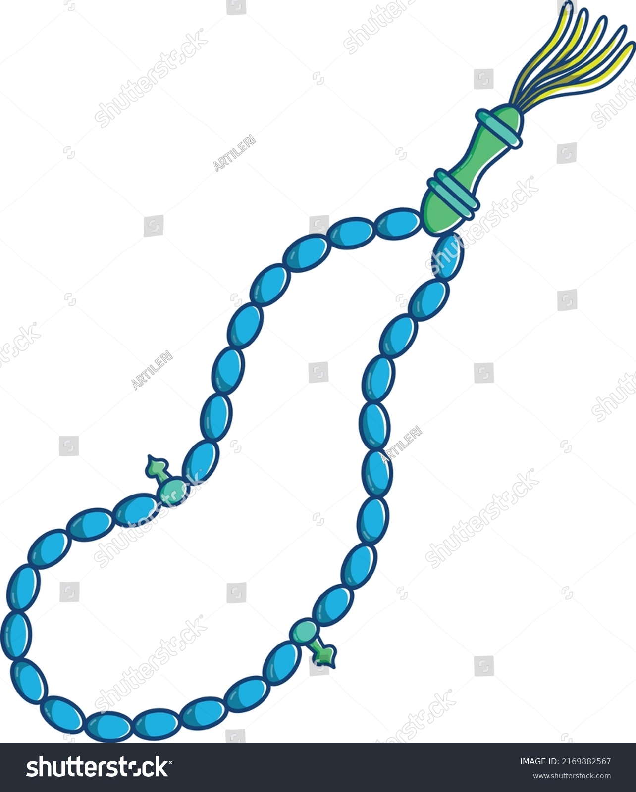 SVG of tasbih in green blue yellow with flat style svg