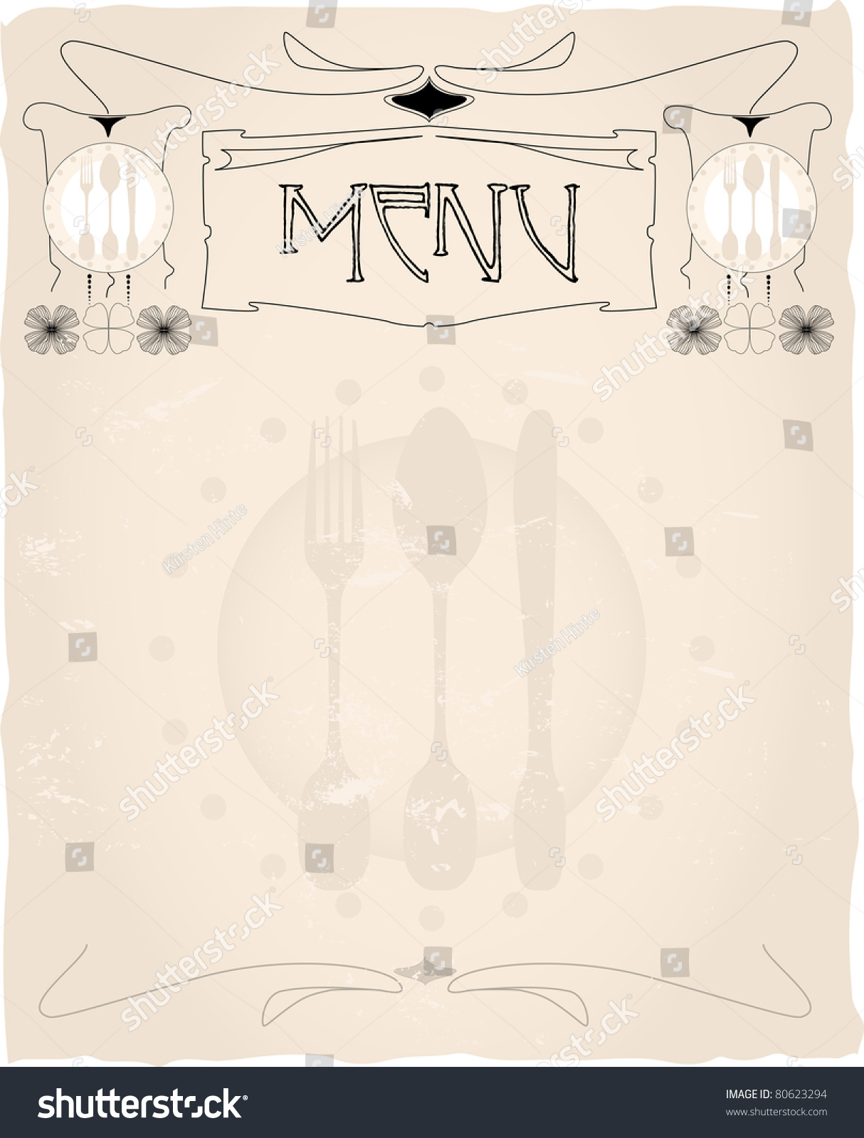 Tasteful Vintage Menu Card Design Layout,Vector,Free Copy Space ...