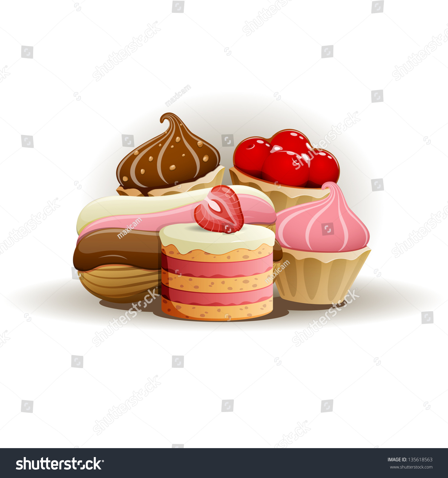 Tasty Cakes Stock Vector Illustration 135618563 : Shutterstock