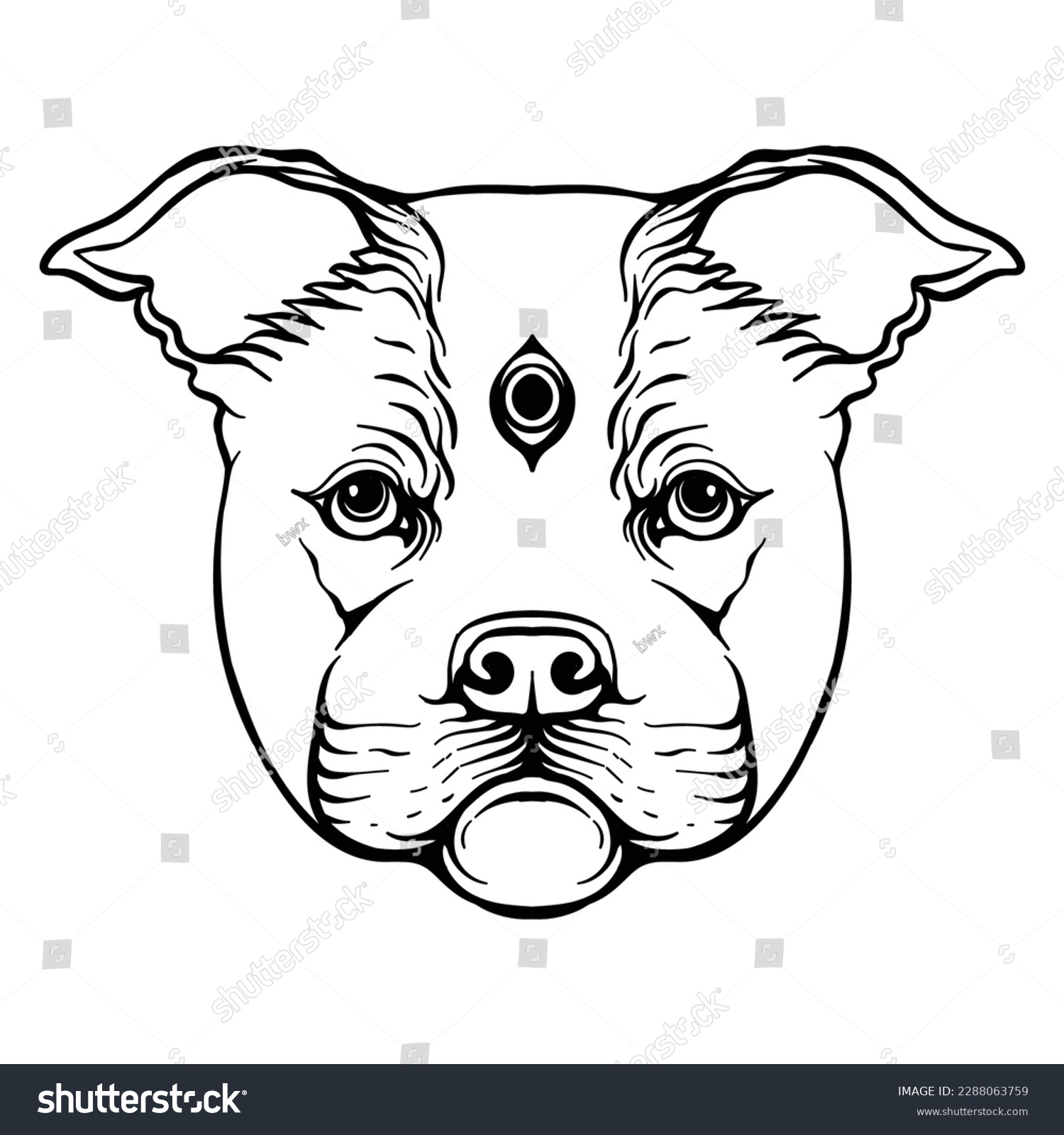 SVG of tattoo design head bulldog black and white svg