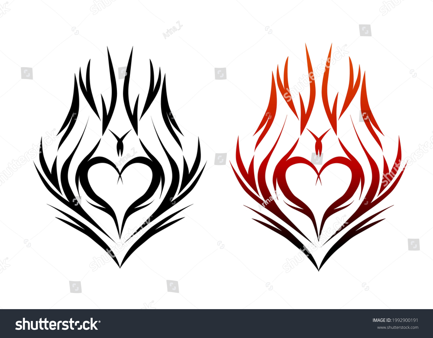 Tattoo Design Burning Heart Vector Illustration Stock Vector (Royalty ...