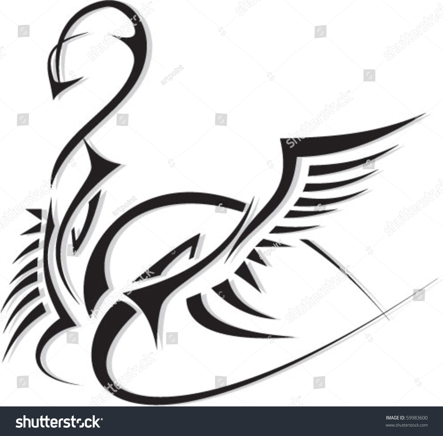 Tattoo Design Swan Stock Vector 59983600 : Shutterstock