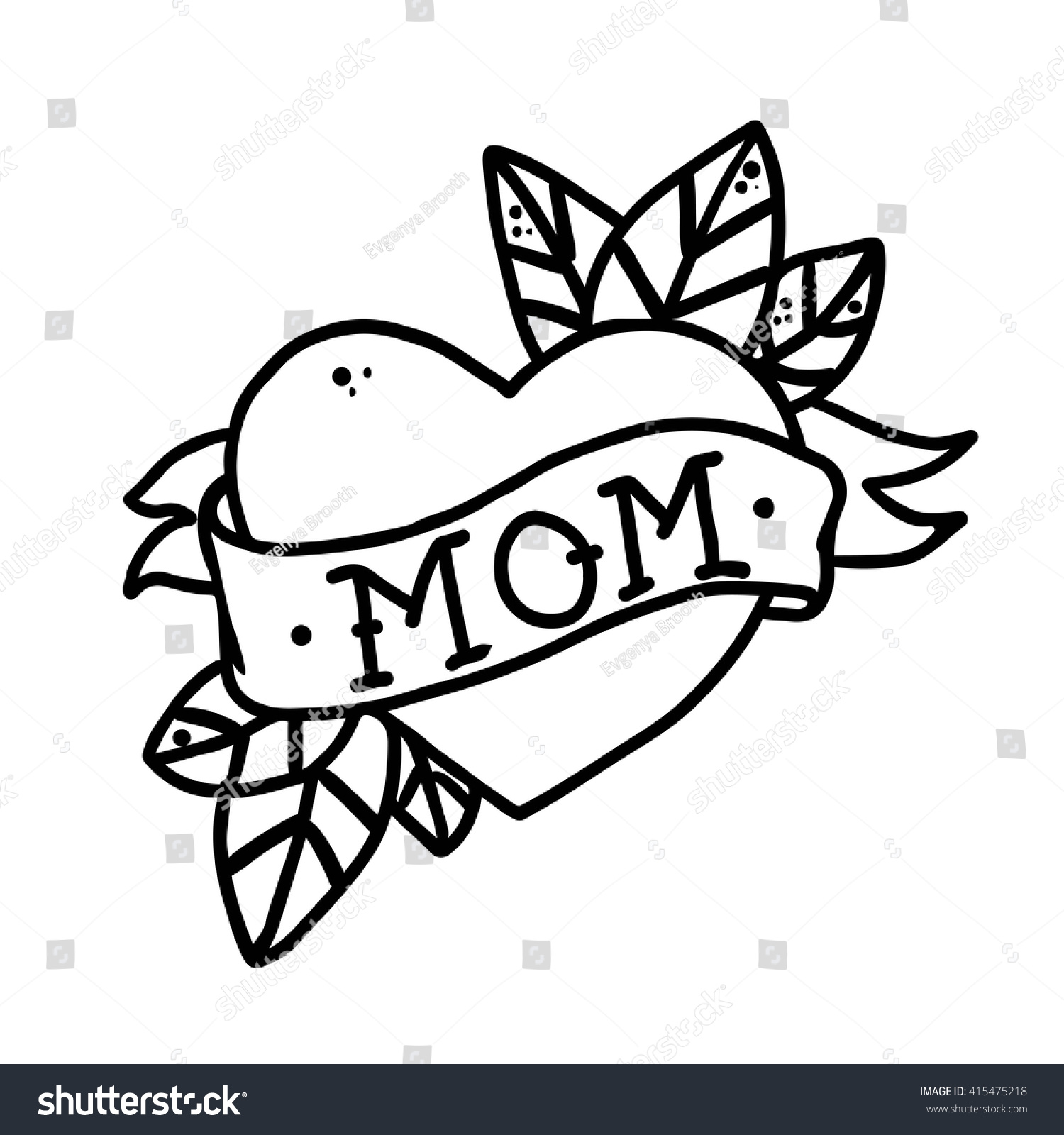 Tattoo Heart Ribbon Word Mom Without Stock Vector 415475218 - Shutterstock