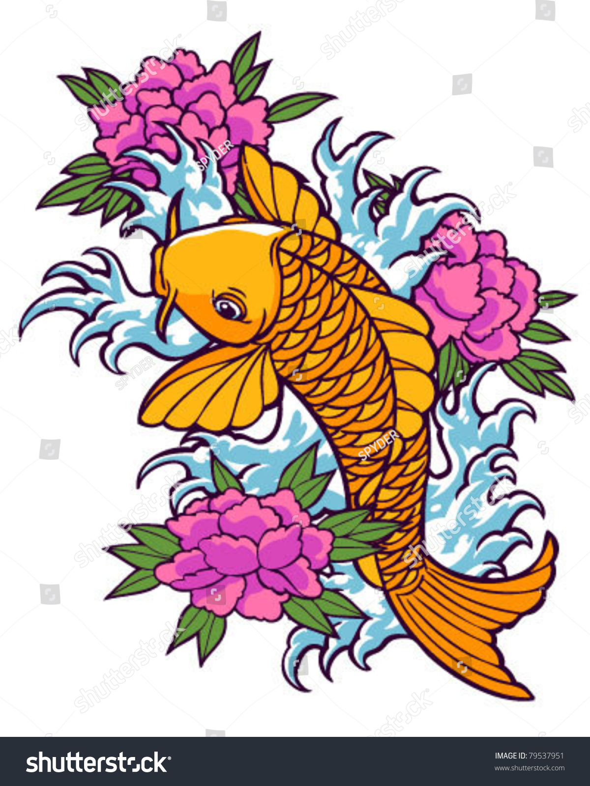 Tattoo Koi Design Stock Vector Illustration 79537951 : Shutterstock