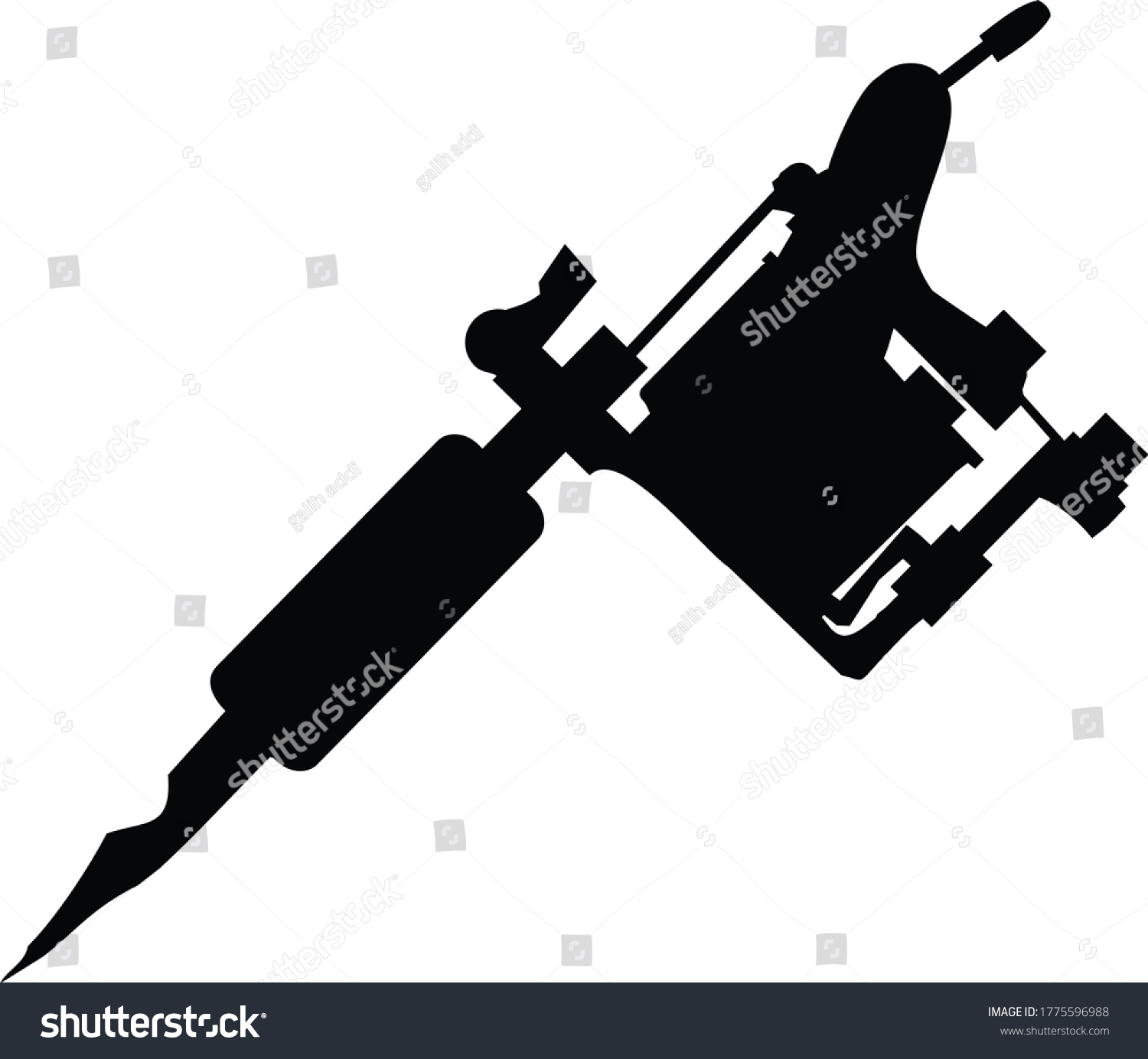 Tattoo Machine Silhouete Vector Clip Art Stock Vector (Royalty Free ...