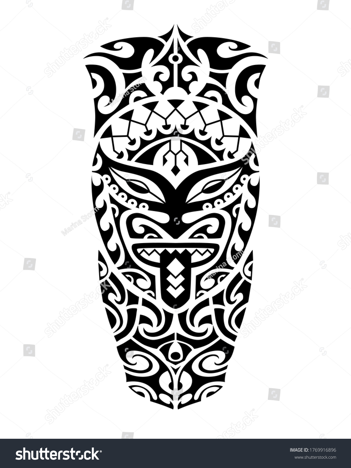 Tattoo Sketch Maori Style Leg Shoulder Stock Vector (Royalty Free ...