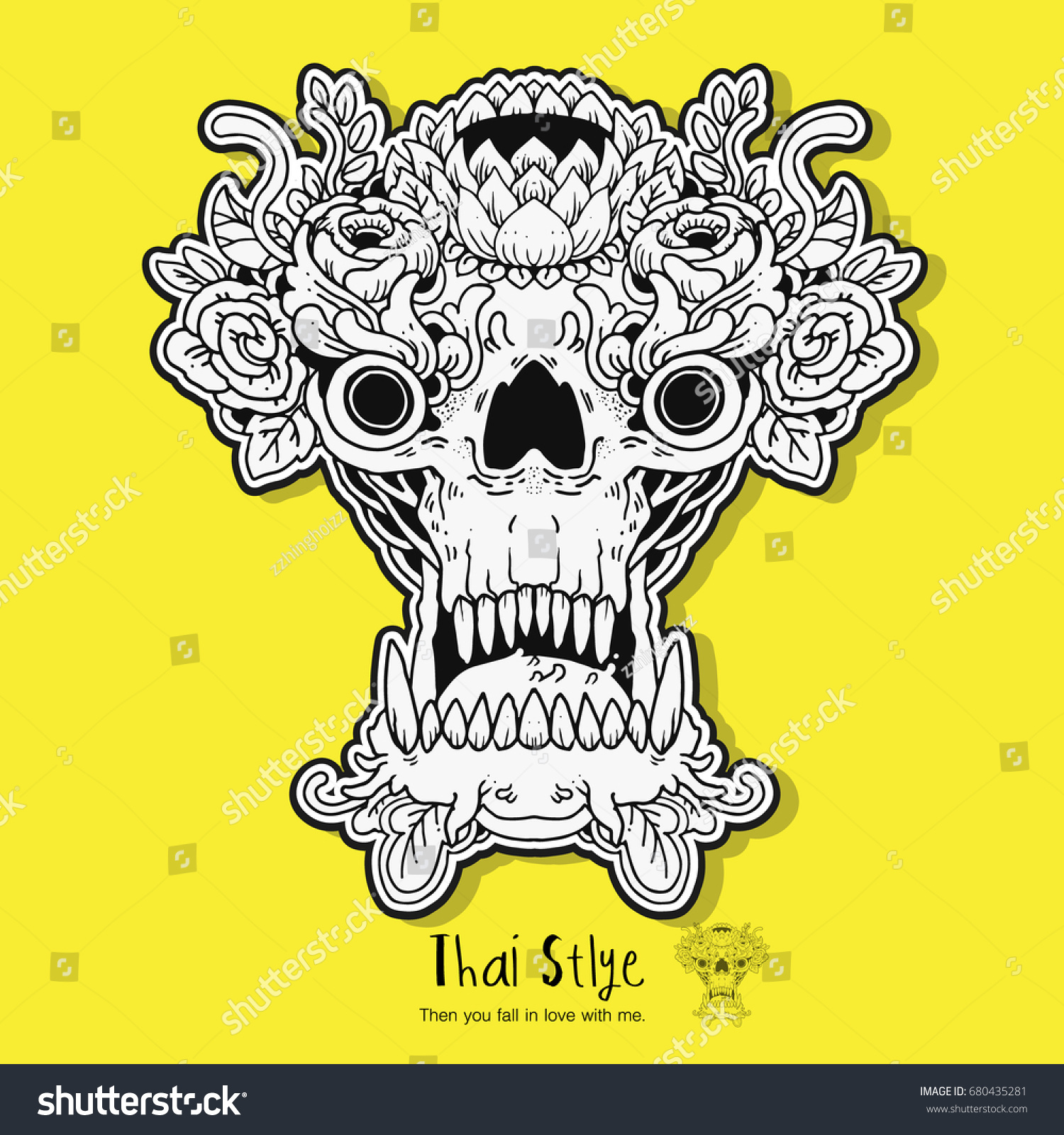 tattoo skull design thailand hope everyone stock vector 680435281 tattoo skull design thailand hope everyone stock vector 680435281