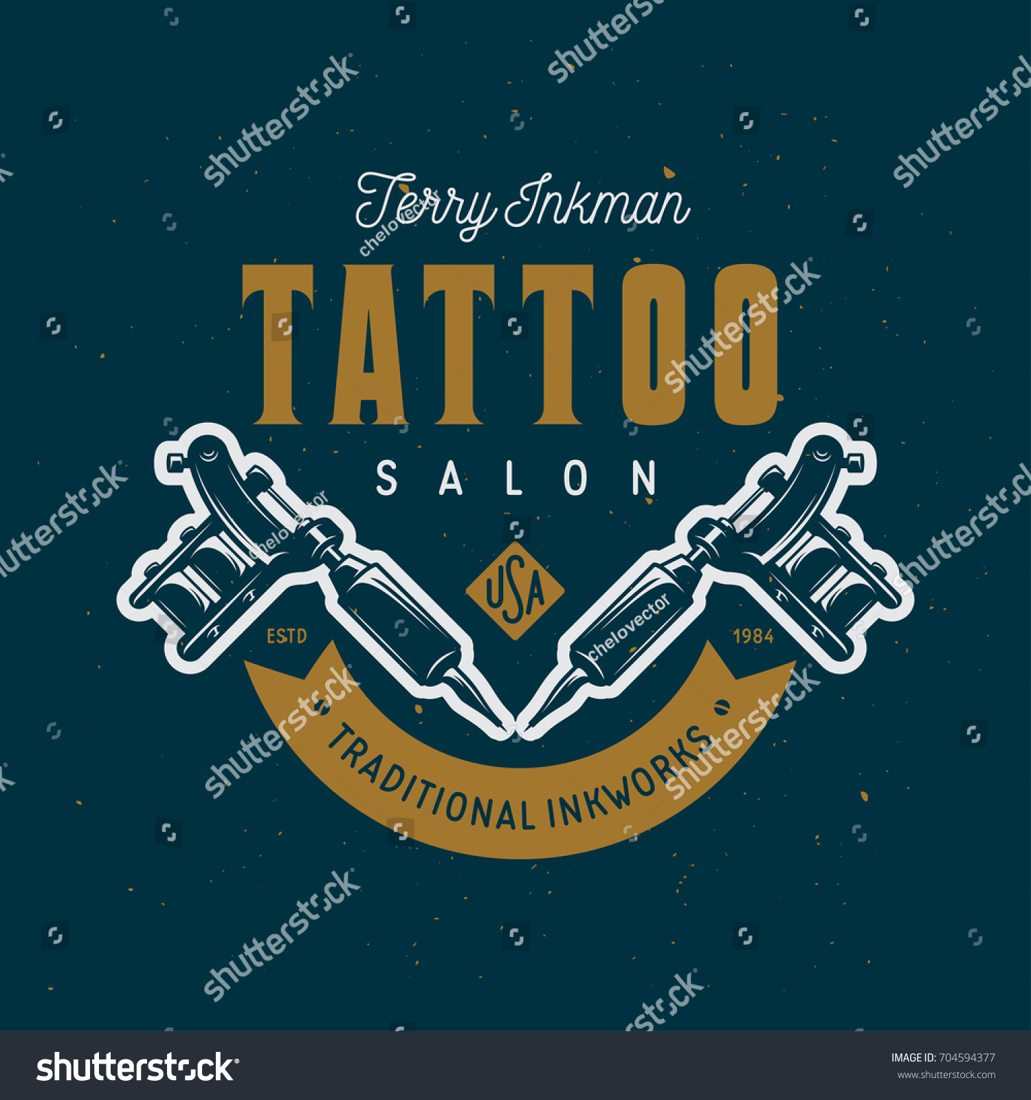 Tattoo Studio Emblem Hand Holding Tattoo Stock Vector (Royalty Free ...