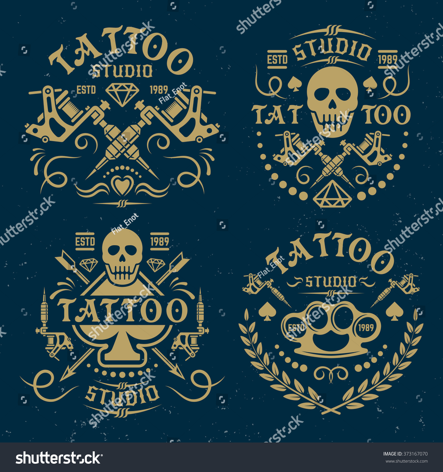 Tattoo Studio Set Of Vector Vintage Emblems, Labels, Logo Templates, On ...