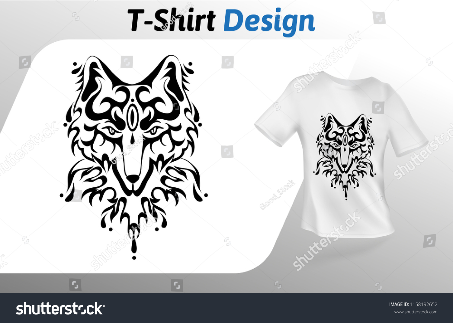 Tattoo Stylized Wolf Head Tshirt Print Stock Vector Royalty Free