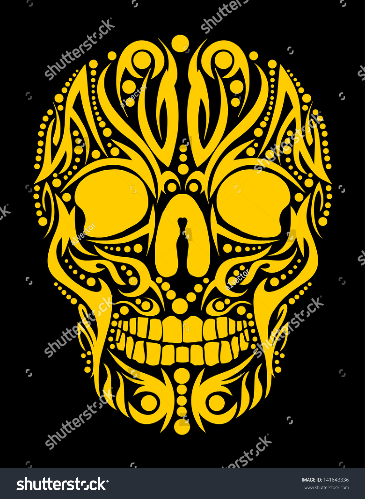 Tattoo Tribal Skull Vector Art Stock Vector Royalty Free 141643336