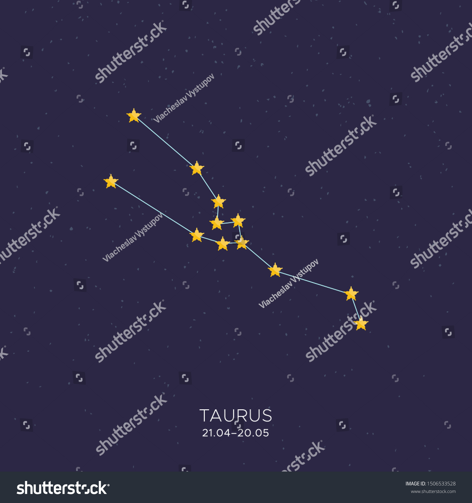 Taurus Constellation Vector Flat Illustration Starry Stock Vector ...