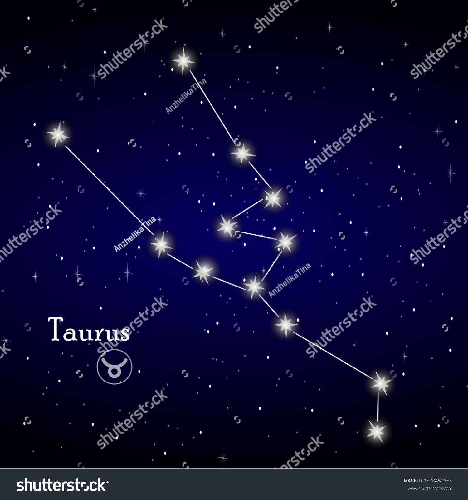 Taurus Constellation Zodiac Signs Stars Blue Stock Vector (royalty Free 