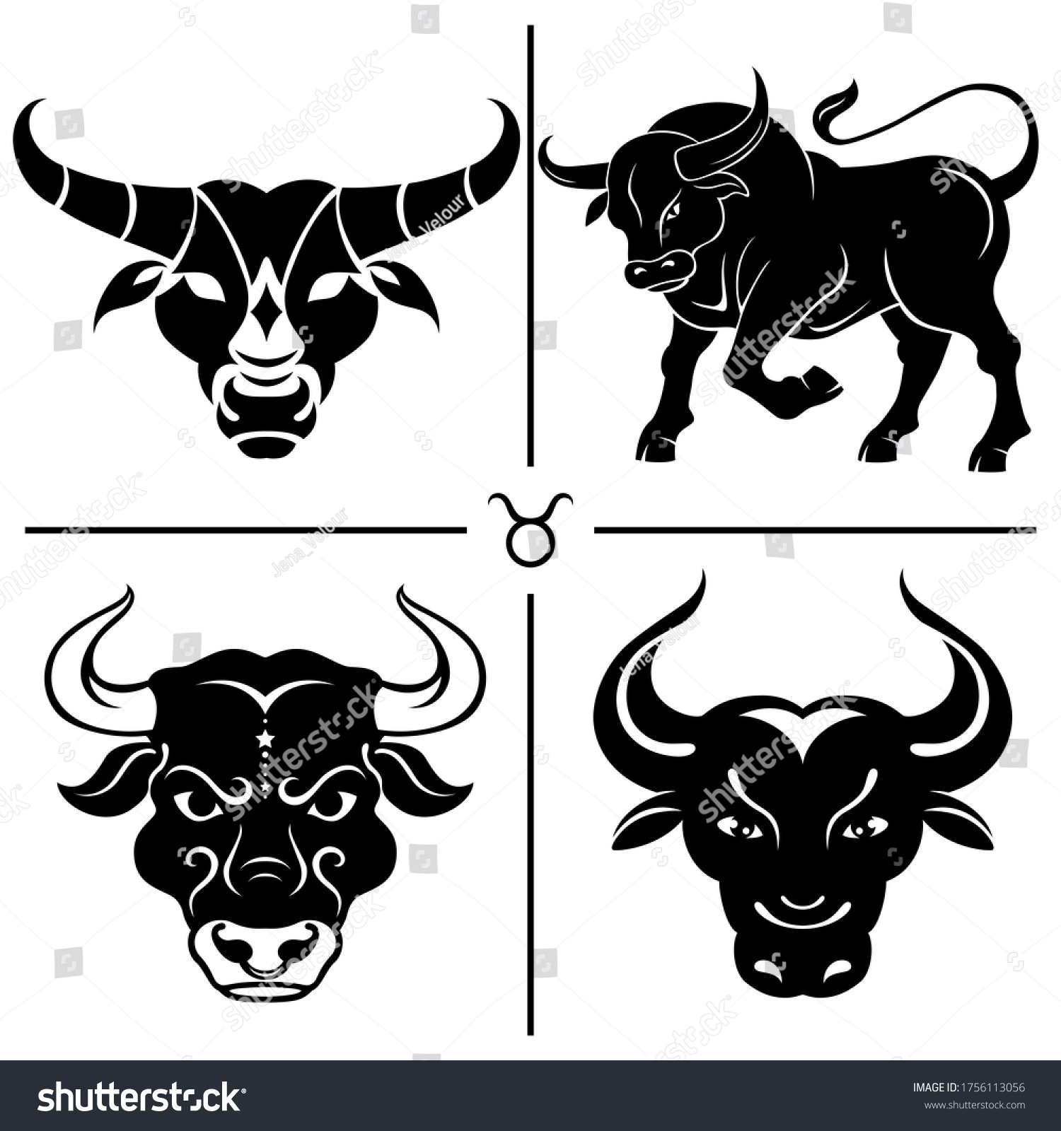 Taurus Horoscope Zodiac Sign Set Vector Stock Vector (royalty Free 