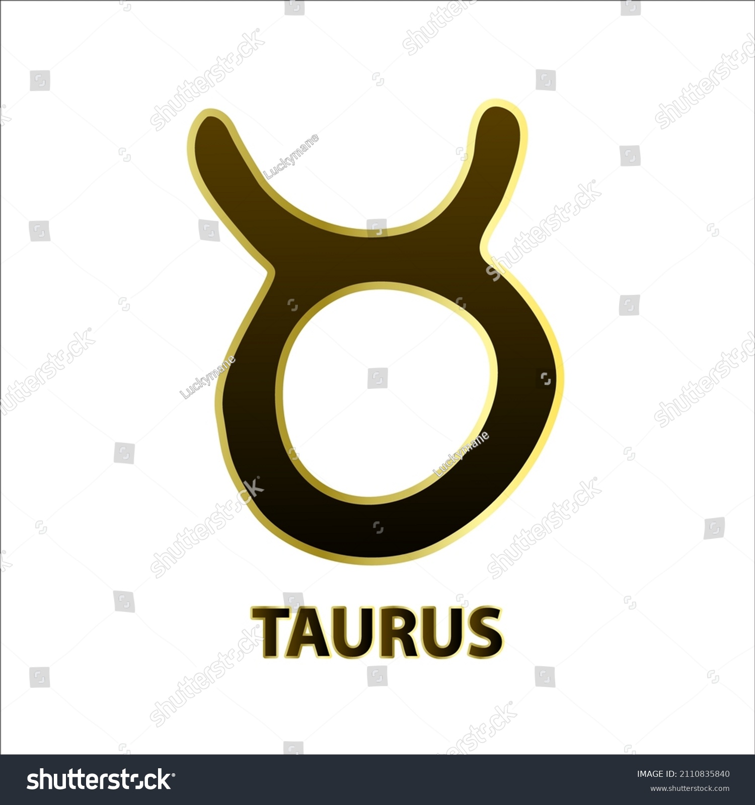 Taurus 12 Zodiac Black Gold Border Stock Vector (Royalty Free) 2110835840