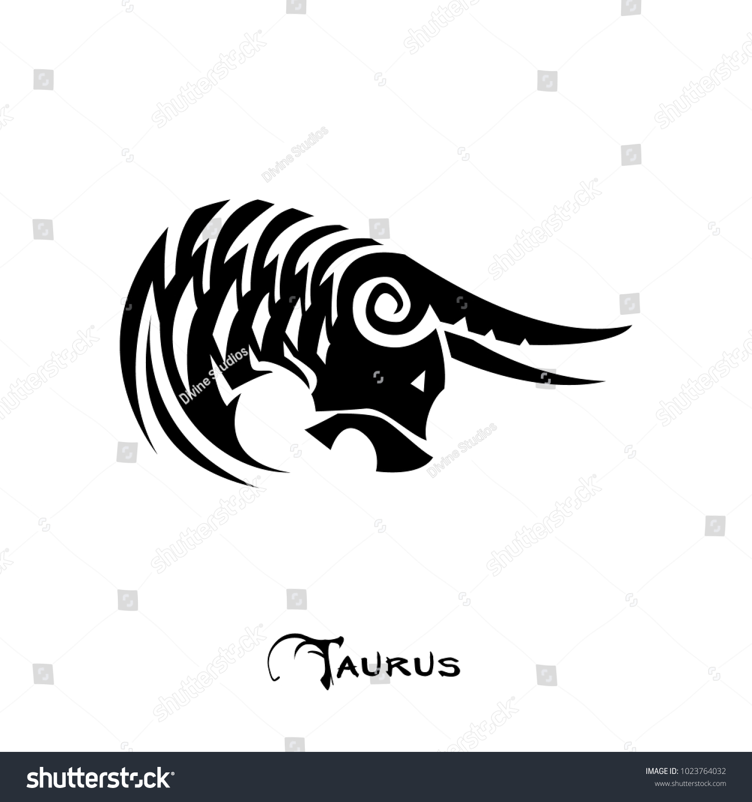 Taurus Zodiac Sign Tattoo Art Vector Stock Vector (Royalty Free ...