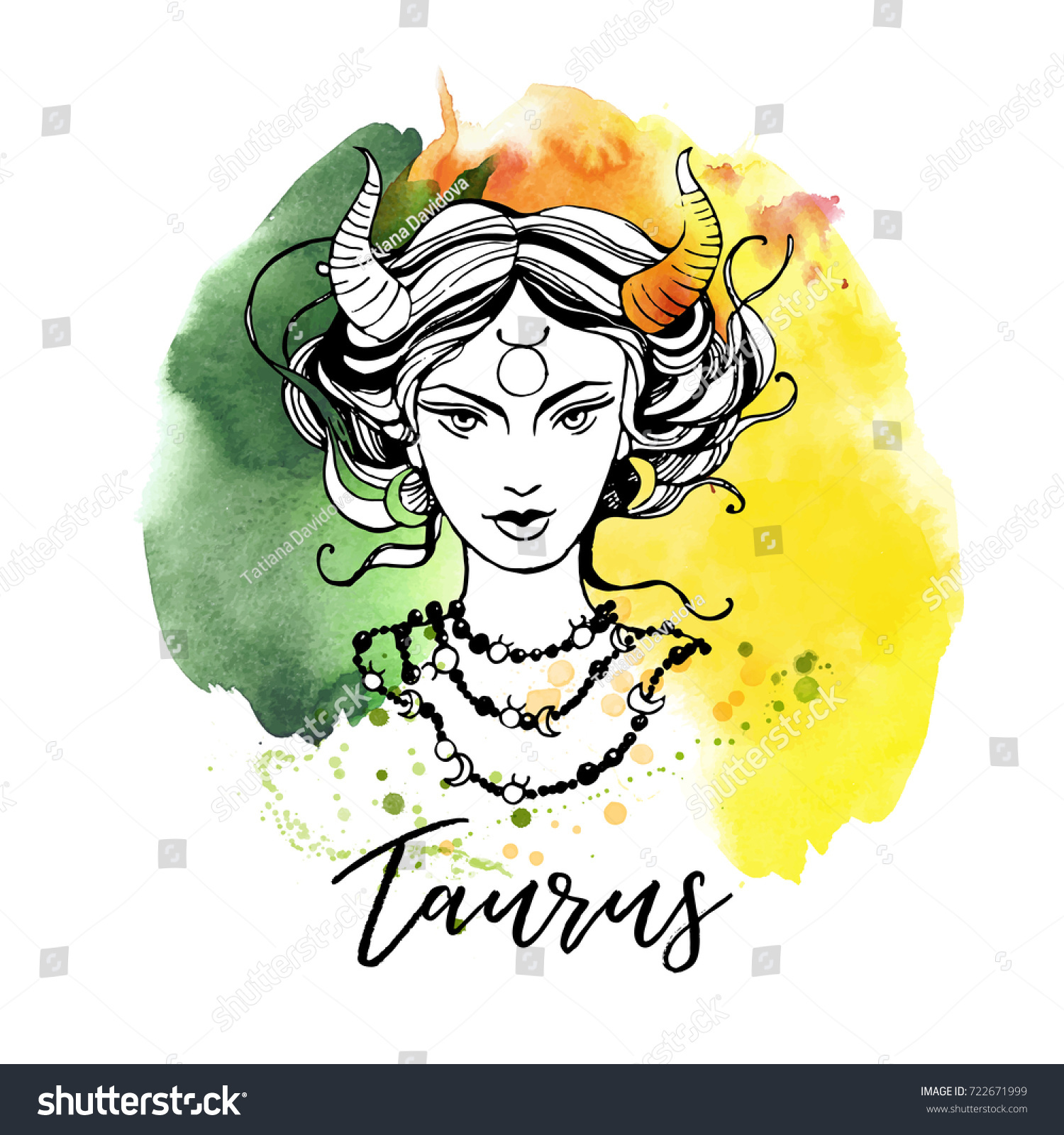 Taurus Zodiac Signs Girl Stock Vector (Royalty Free) 722671999 ...