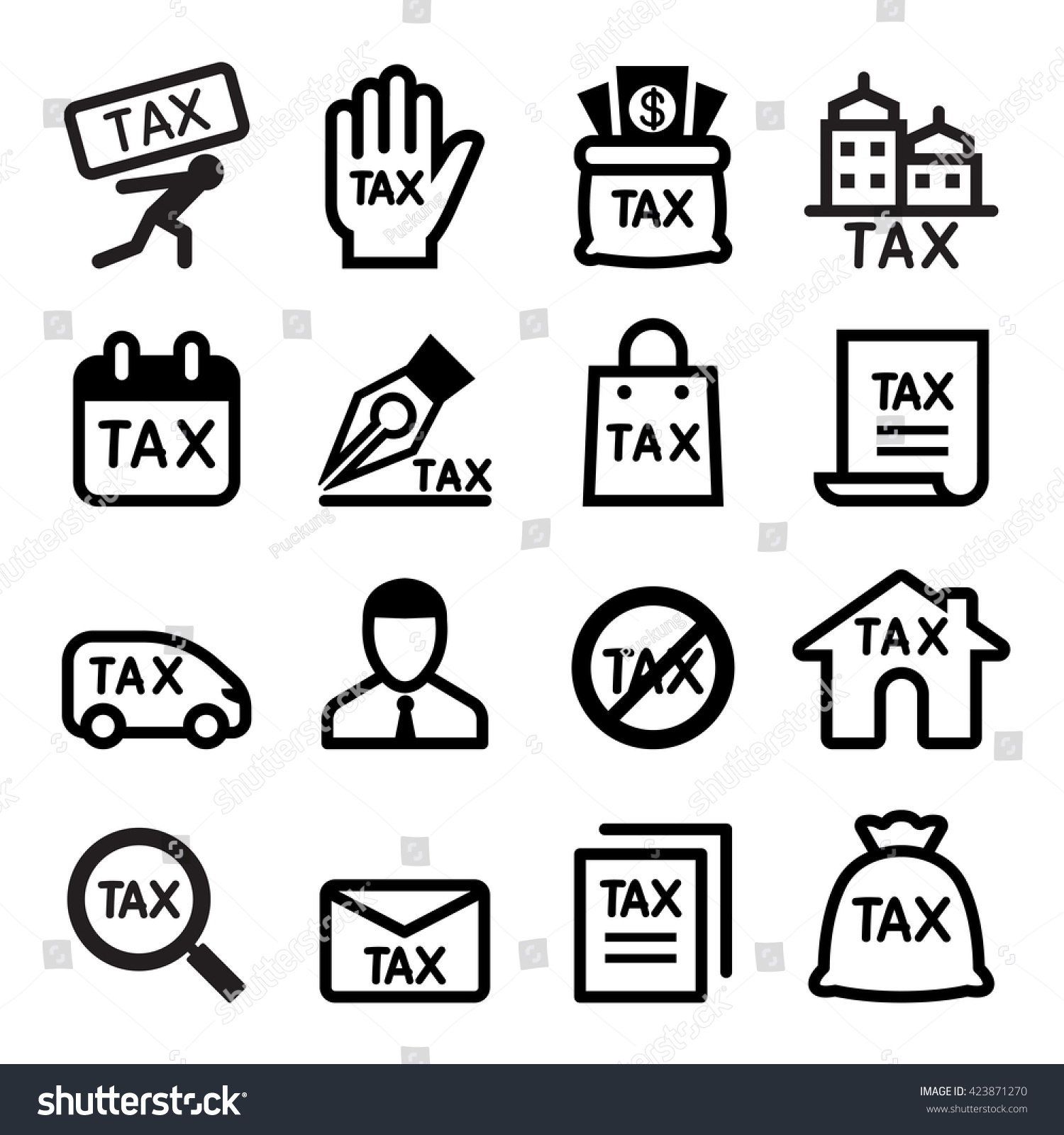 Tax Icon Set Stock Vector 423871270 - Shutterstock