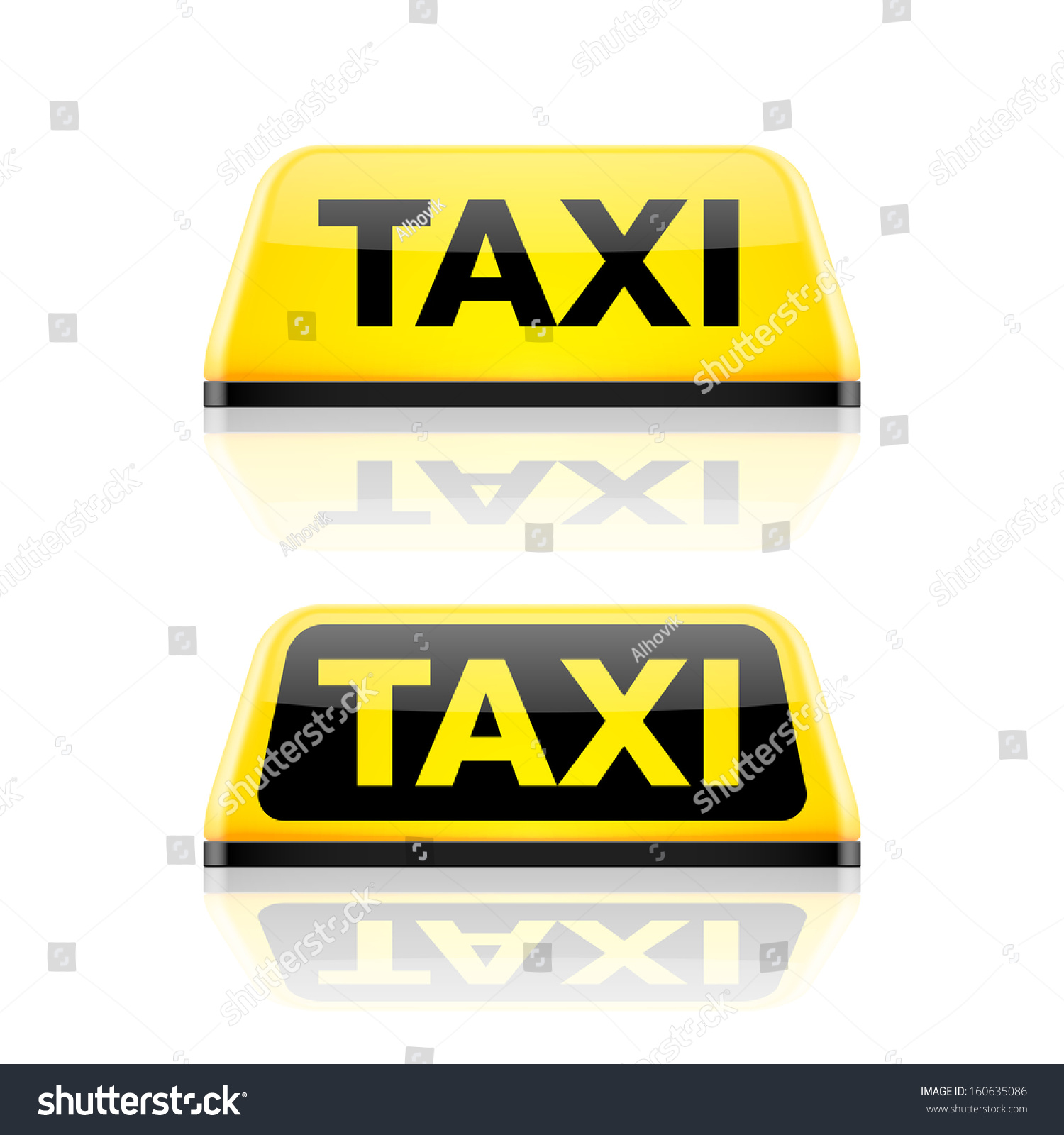 Taxi Car Roof Sign. Vector. - 160635086 : Shutterstock