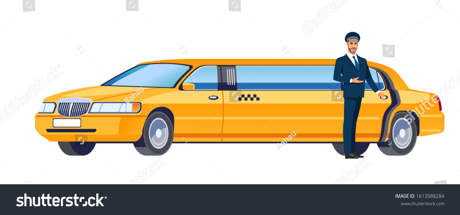 Taxi Limousine Cartoon Style Vip Passenger Stock Vector Royalty Free