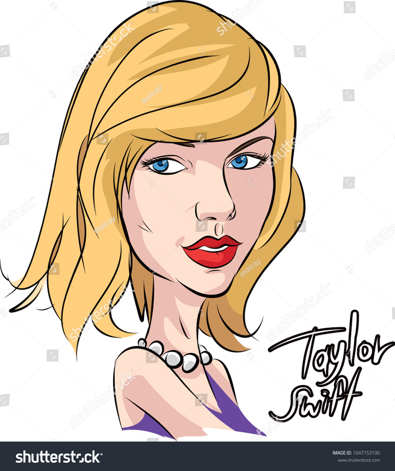 Taylor Swift Famous Person Cartoon Portreit のベクター画像素材 ロイヤリティフリー