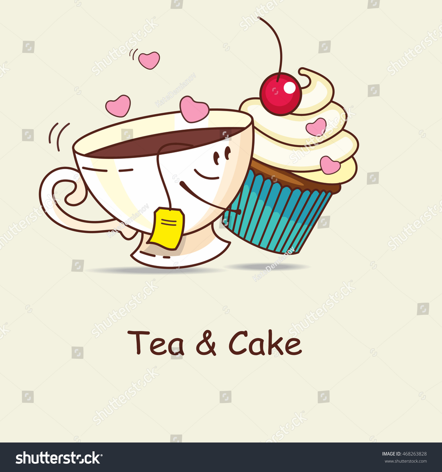 Tea Cake Love Forever Tea Cake Stock Vector 468263828 ...