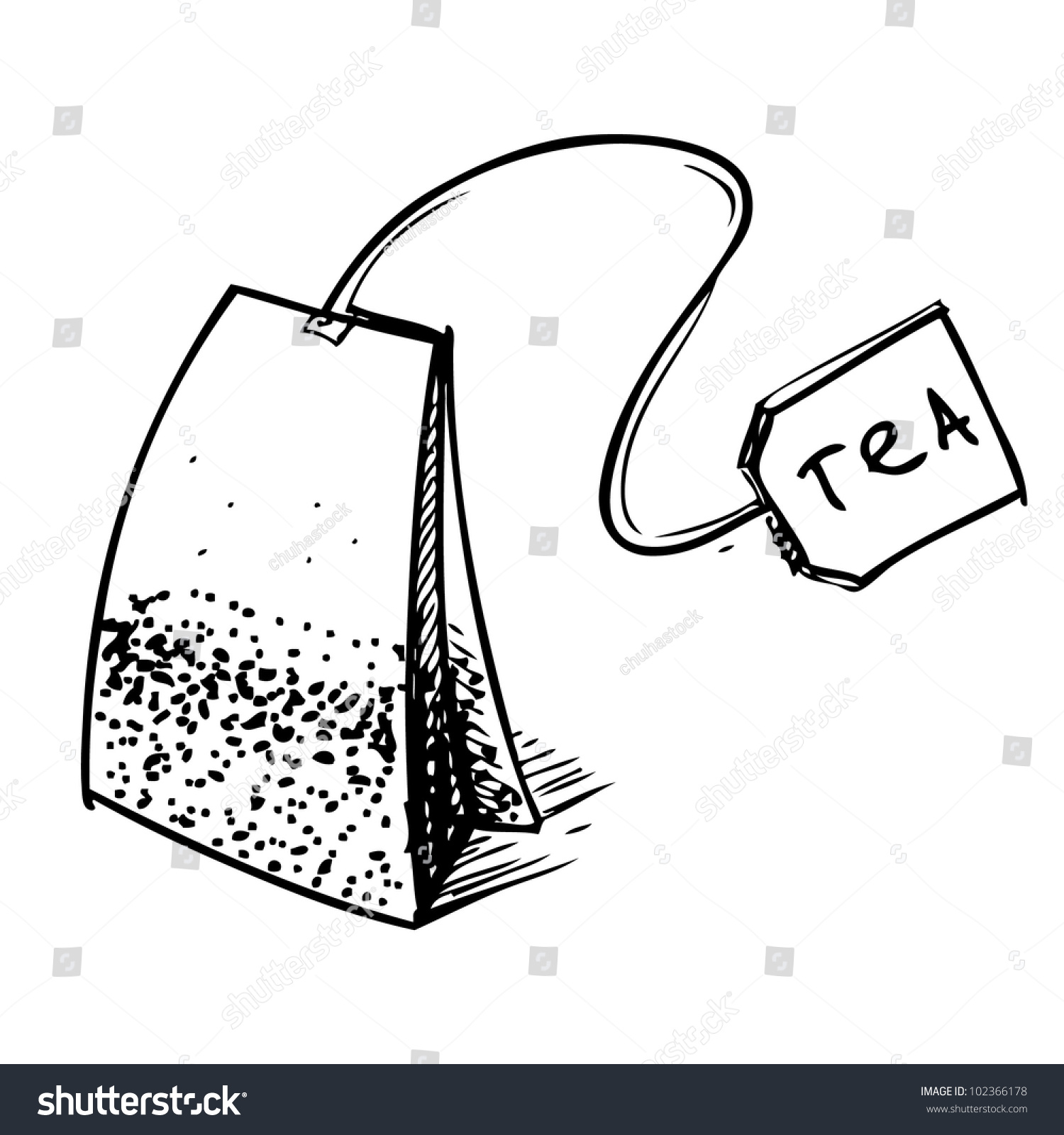 Tea Bag Label Hand Drawing Sketch Stock Vector 102366178 - Shutterstock
