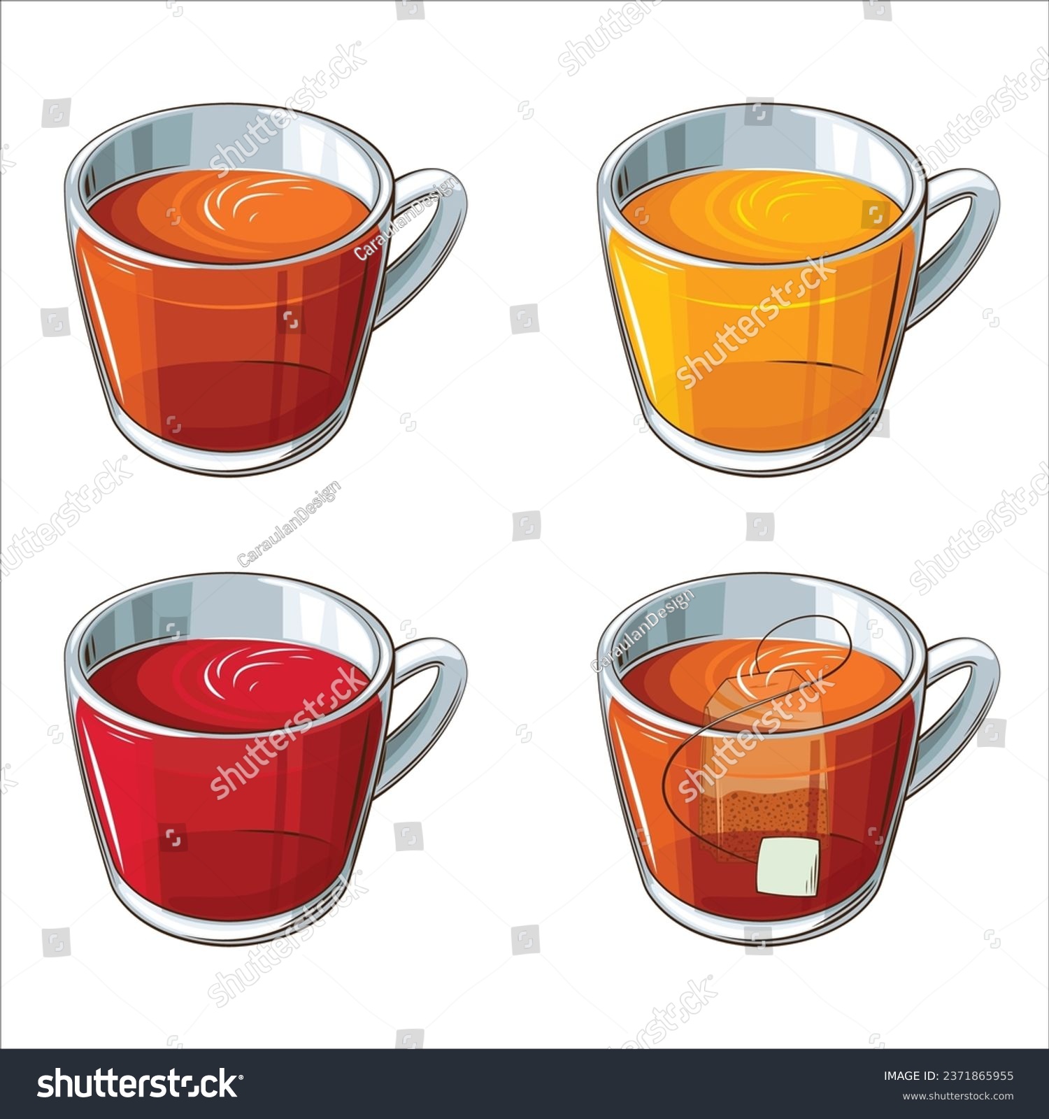 SVG of Tea Collection, Glass Cup of Tea, Black Red Green Tea. Turkish Tea Realistic Illustration. Perfect for coffee Shop, Cafe Banner svg