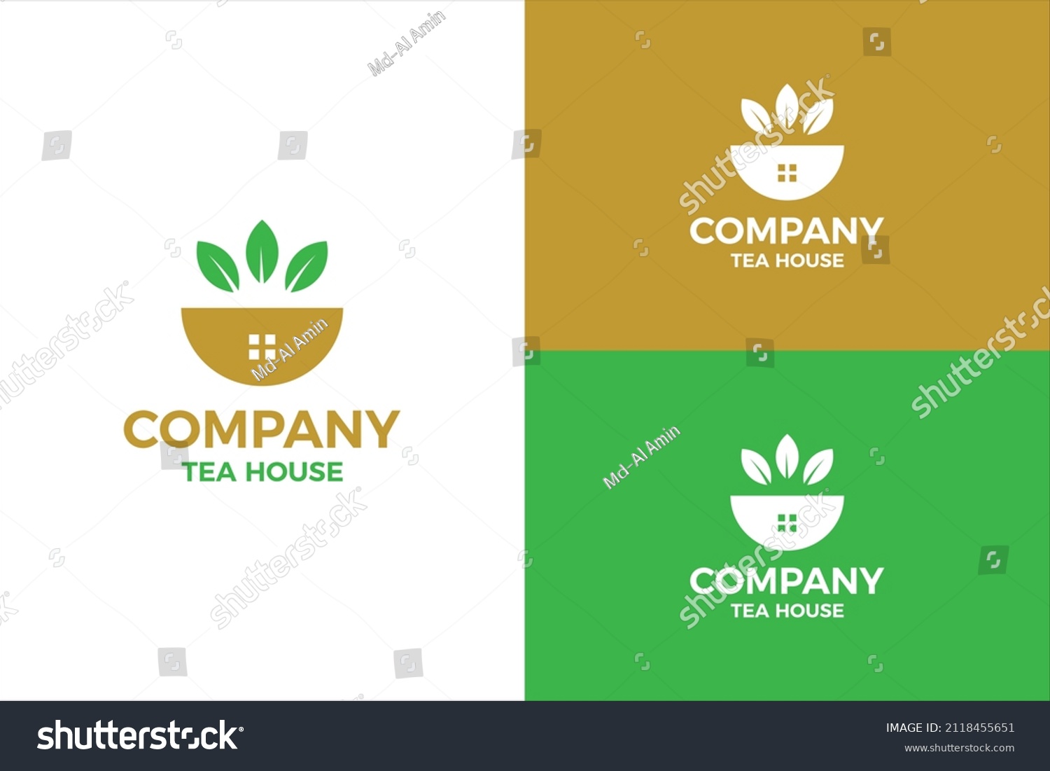 Tea House Logo Design Vector Template Stock Vector (Royalty Free