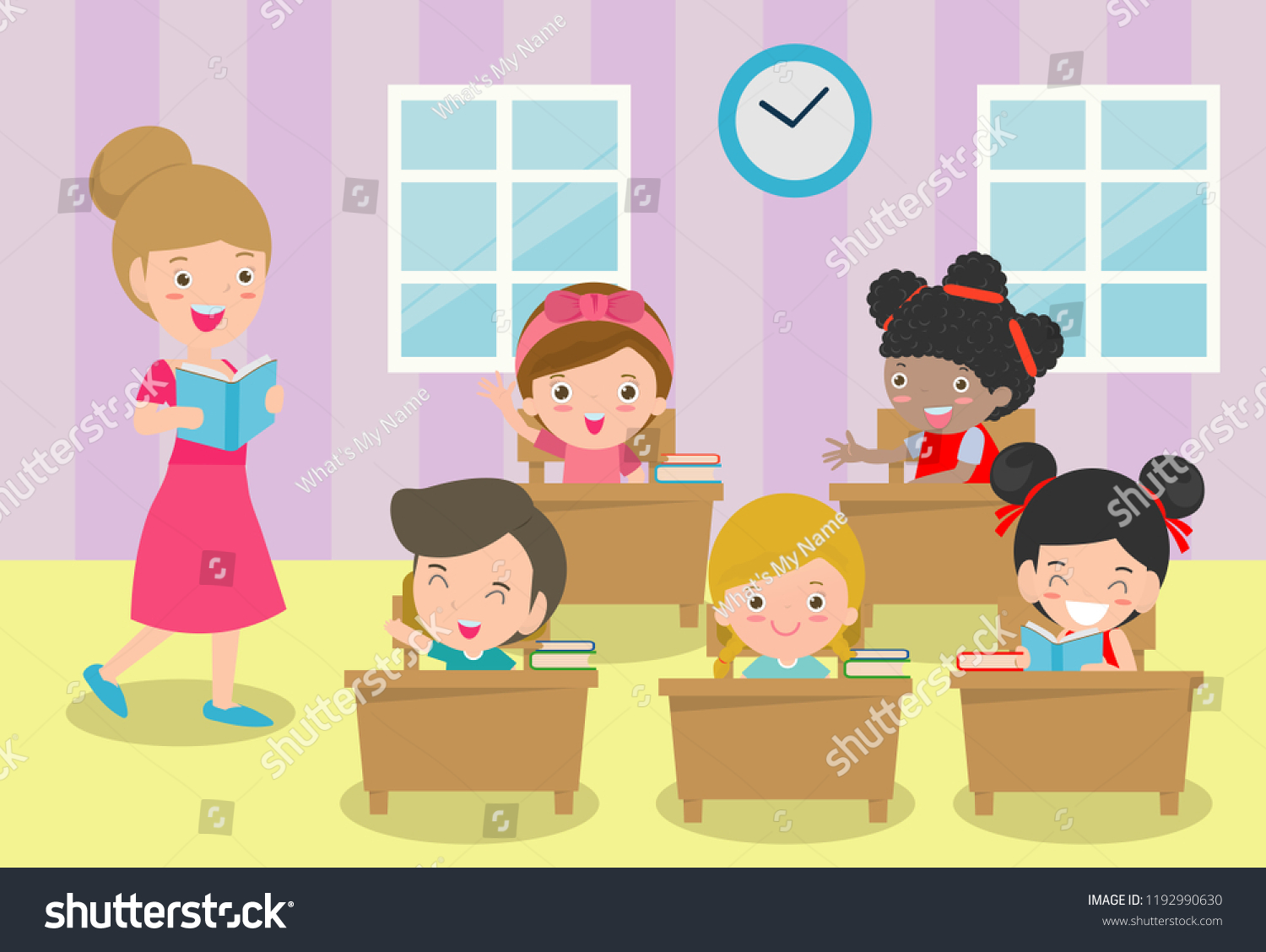 Teacher School Kids Classroom Lesson Pupils Stock Vector (Royalty Free ...