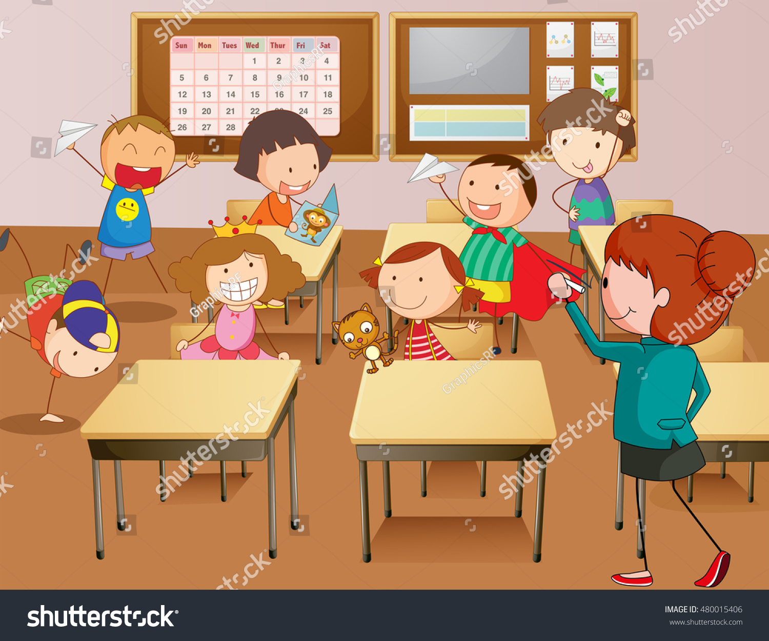 Teacher Students School Illustration Stock Vector 480015406 - Shutterstock