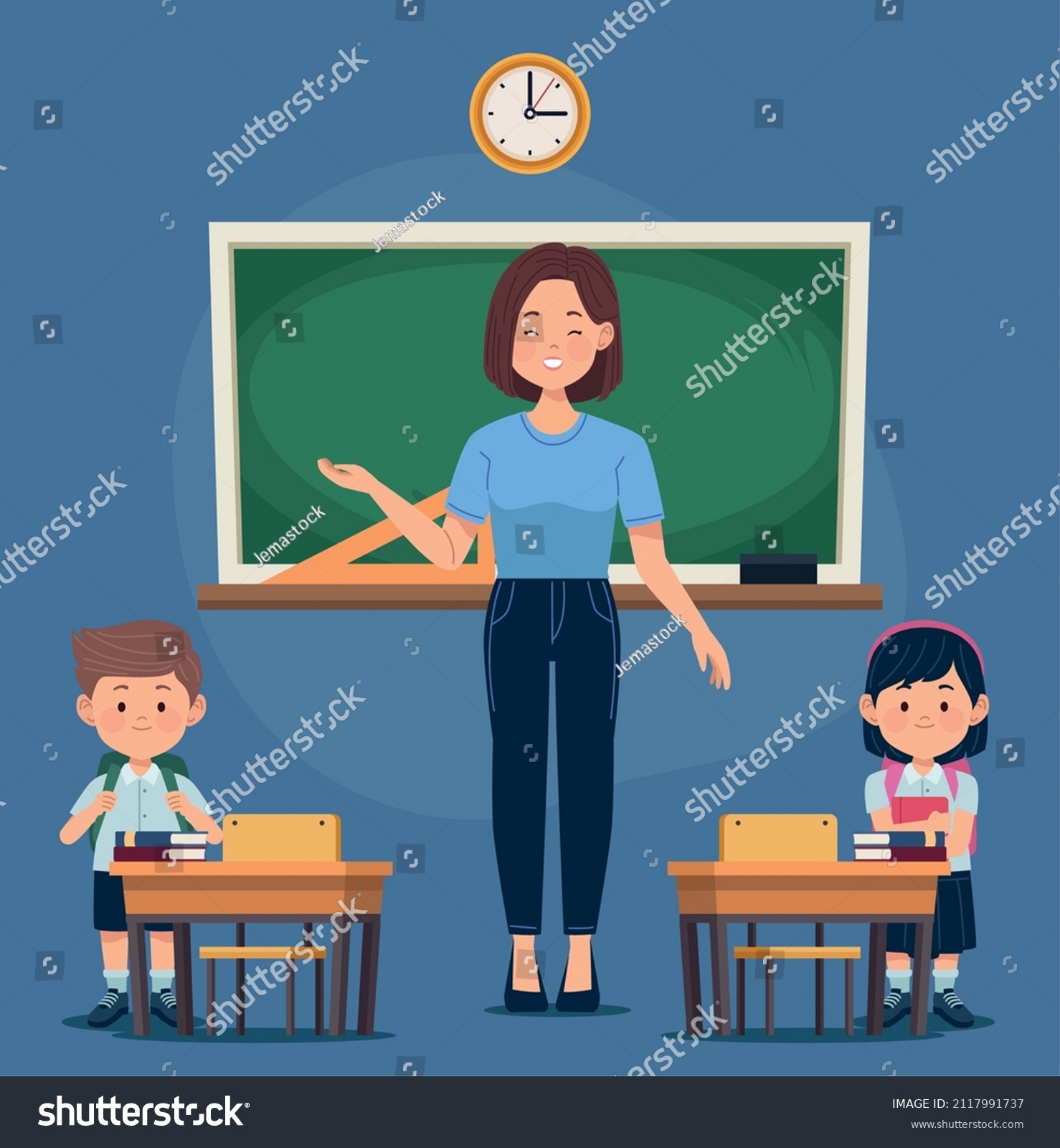 Teacher Students Couple Characters Stock Vector (Royalty Free ...