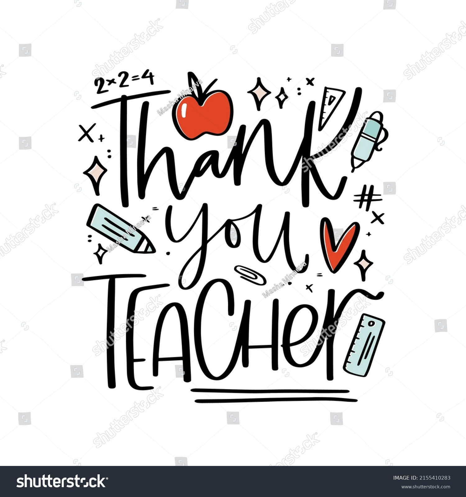 Teacher Appreciation Card Design Thank You Stock Vector (Royalty Free ...