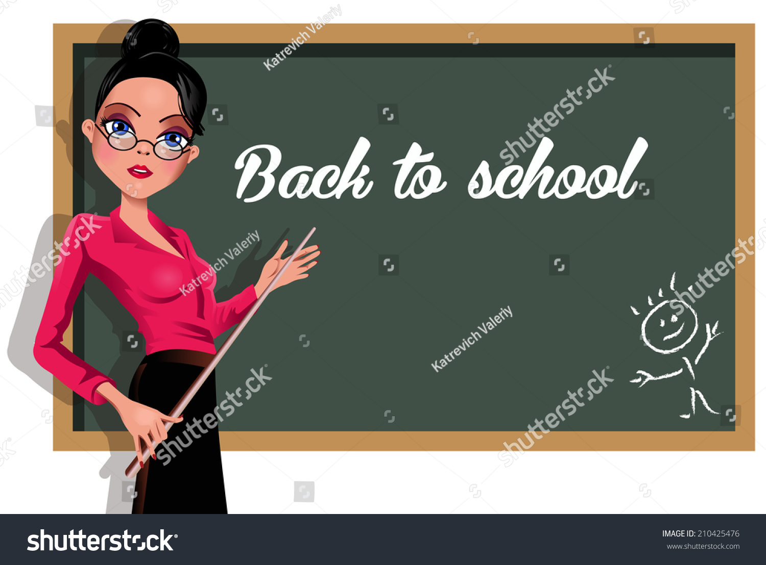 Teacher Blackboard Vector Image Young Woman Stock Vector Royalty Free 210425476 Shutterstock 