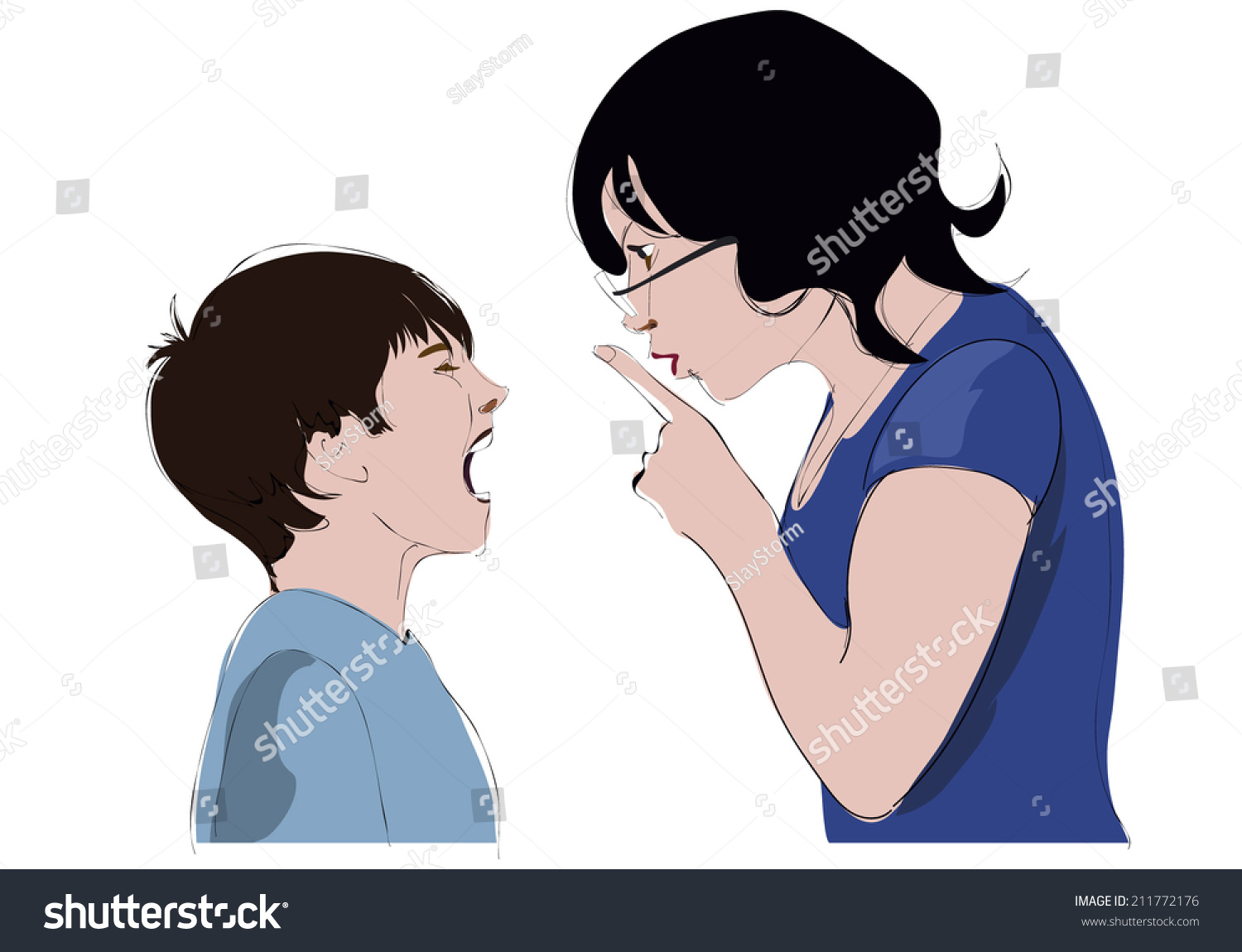 Teacher Calms Pupil Who Cries Illustration Stock Vector (Royalty Free ...