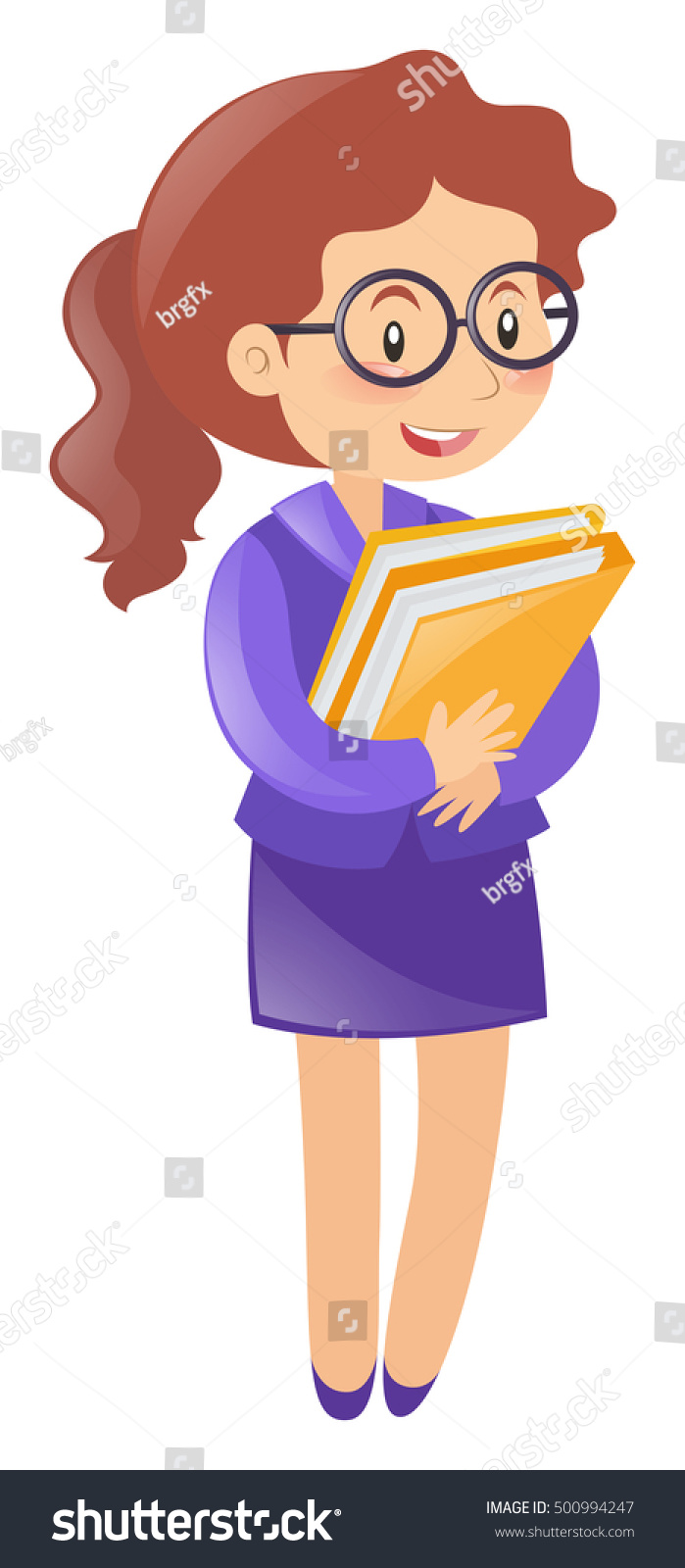 Teacher Holding Two Folders Illustration Stock Vector (Royalty Free ...